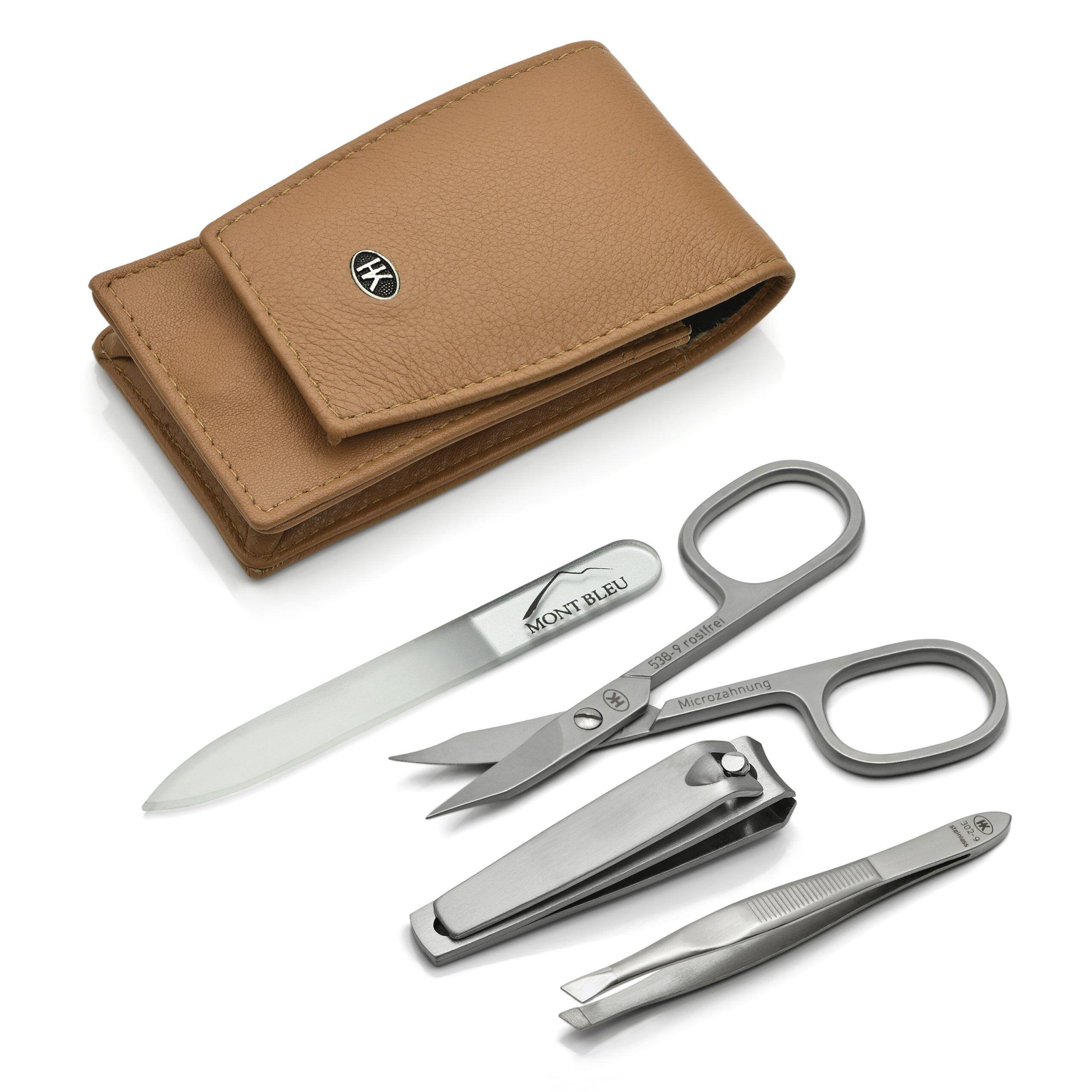 Hans Kniebes 4-piece Manicure Set for Men in Amalfi Leather Case, Made in Germany