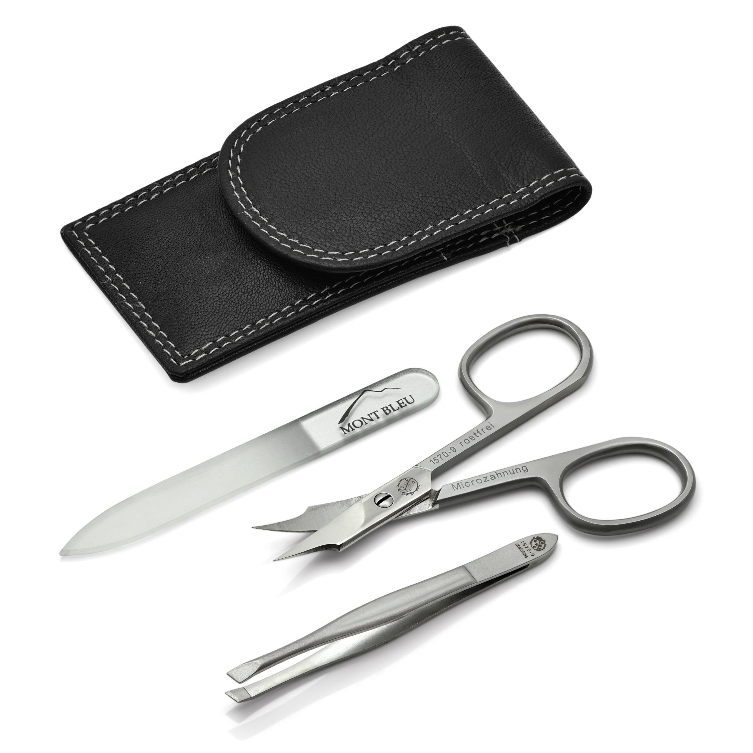 Hans Kniebes' Sonnenschein 3-piece Manicure Set in Nappa Leather Case, Made in Germany