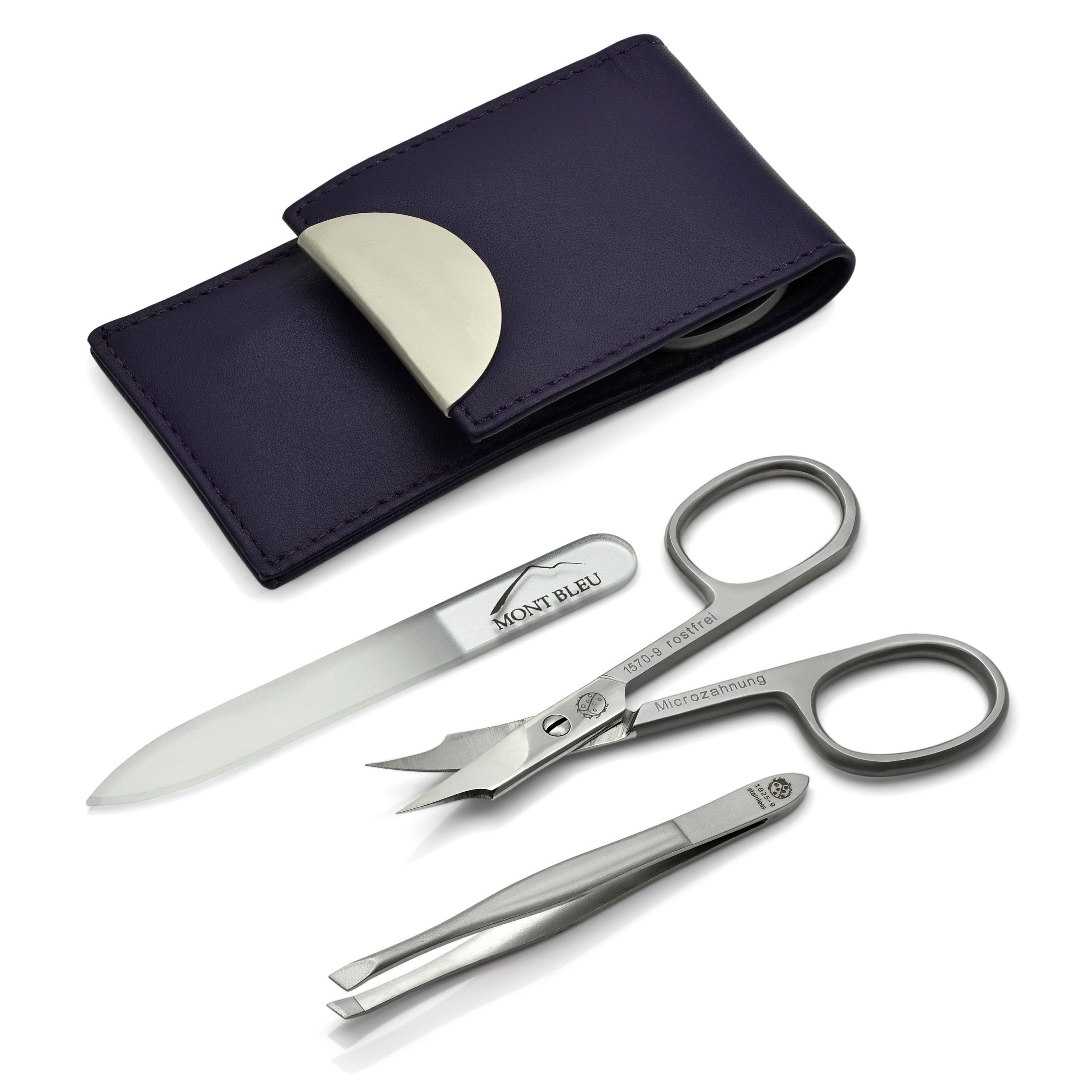 Hans Kniebes' Sonnenschein 3-piece Manicure Set in Nappa Leather Case, Made in Germany
