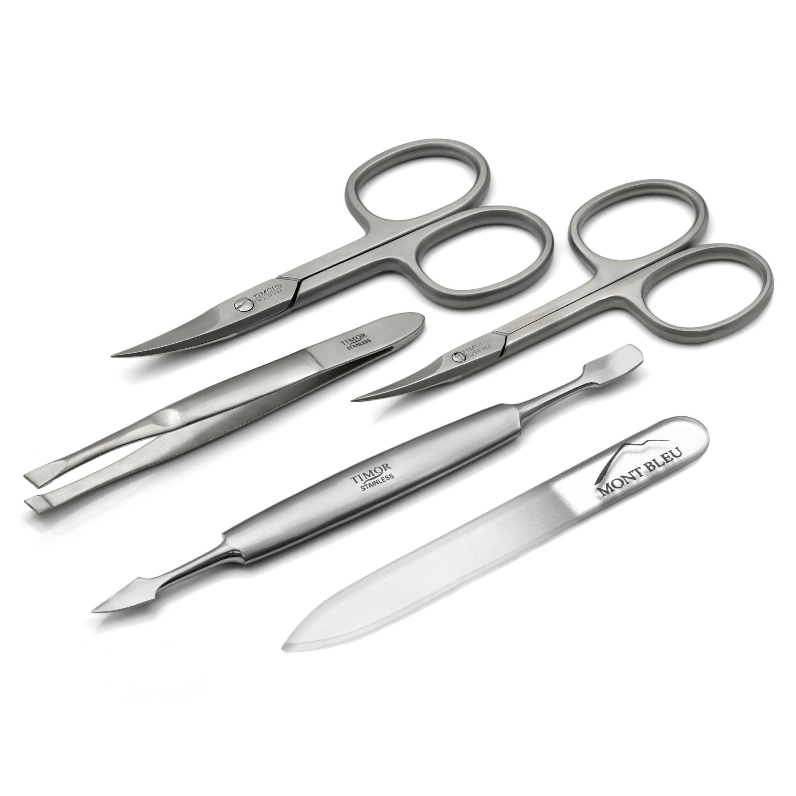 Giesen & Forsthoff's Timor 5-piece Manicure Set in Mauve Floater Leather Case