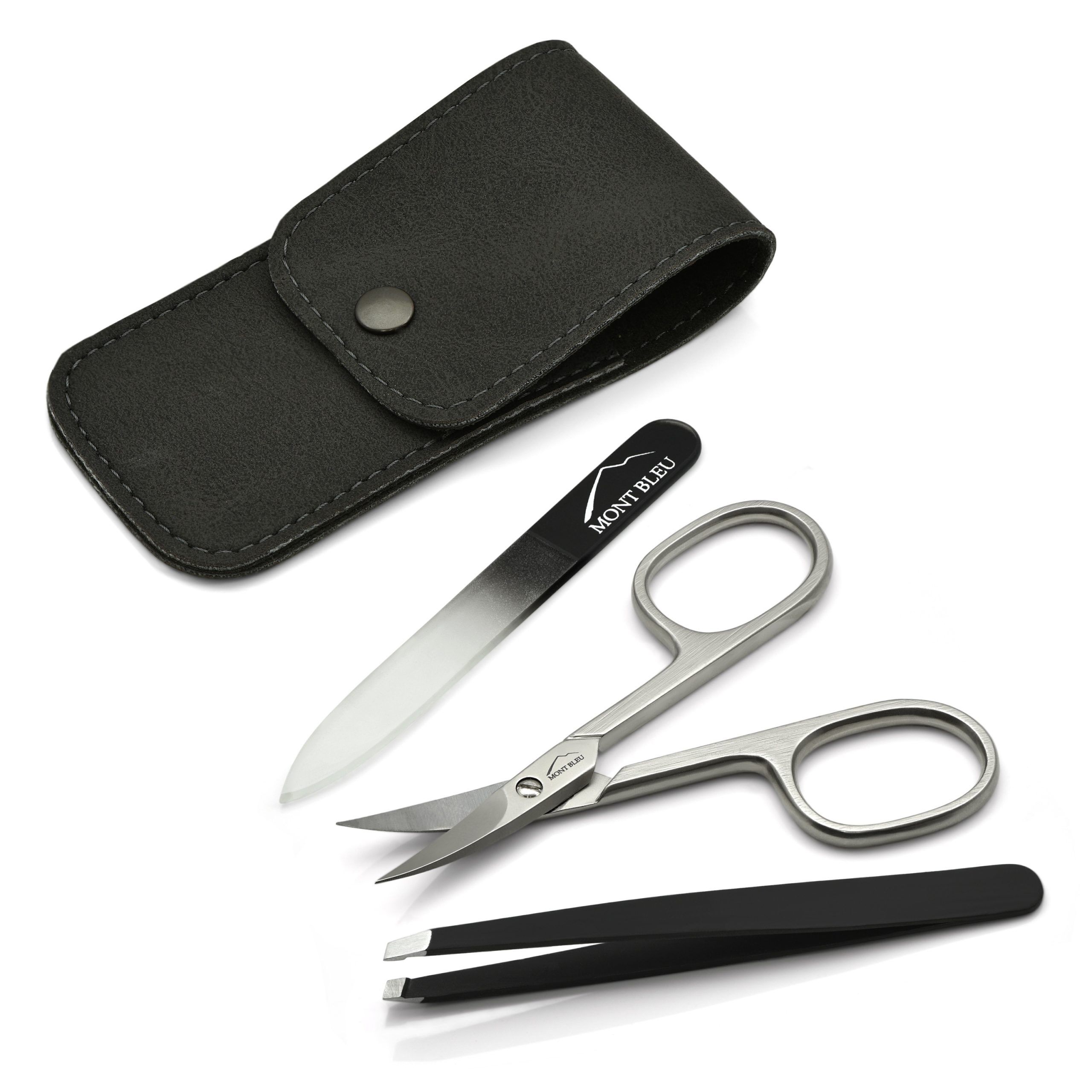 Mont Bleu 3-piece Manicure Set in Soft Leatherette Case, Black
