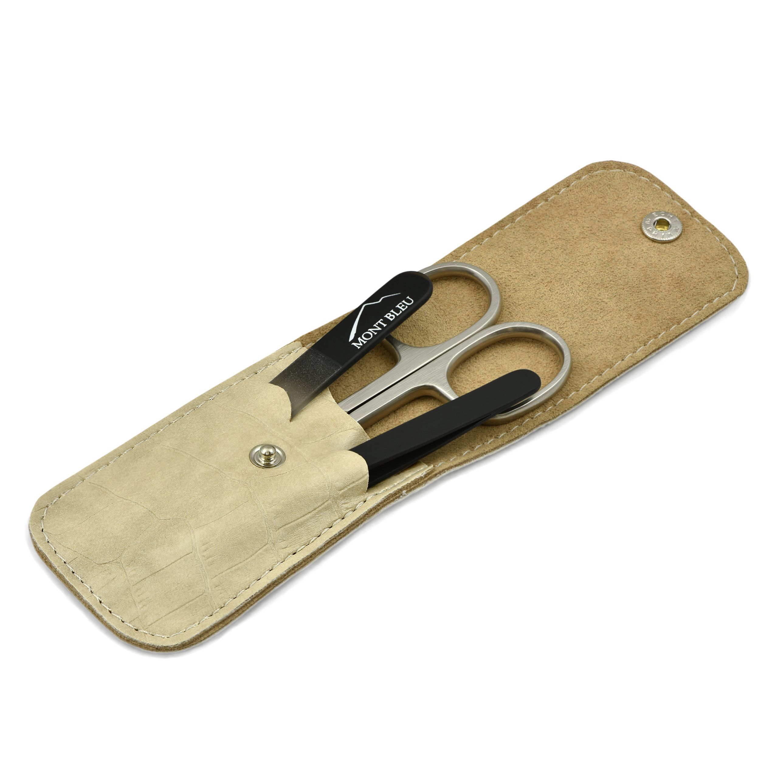 Mont Bleu 3-piece Manicure Set in Leatherette Case, Beige