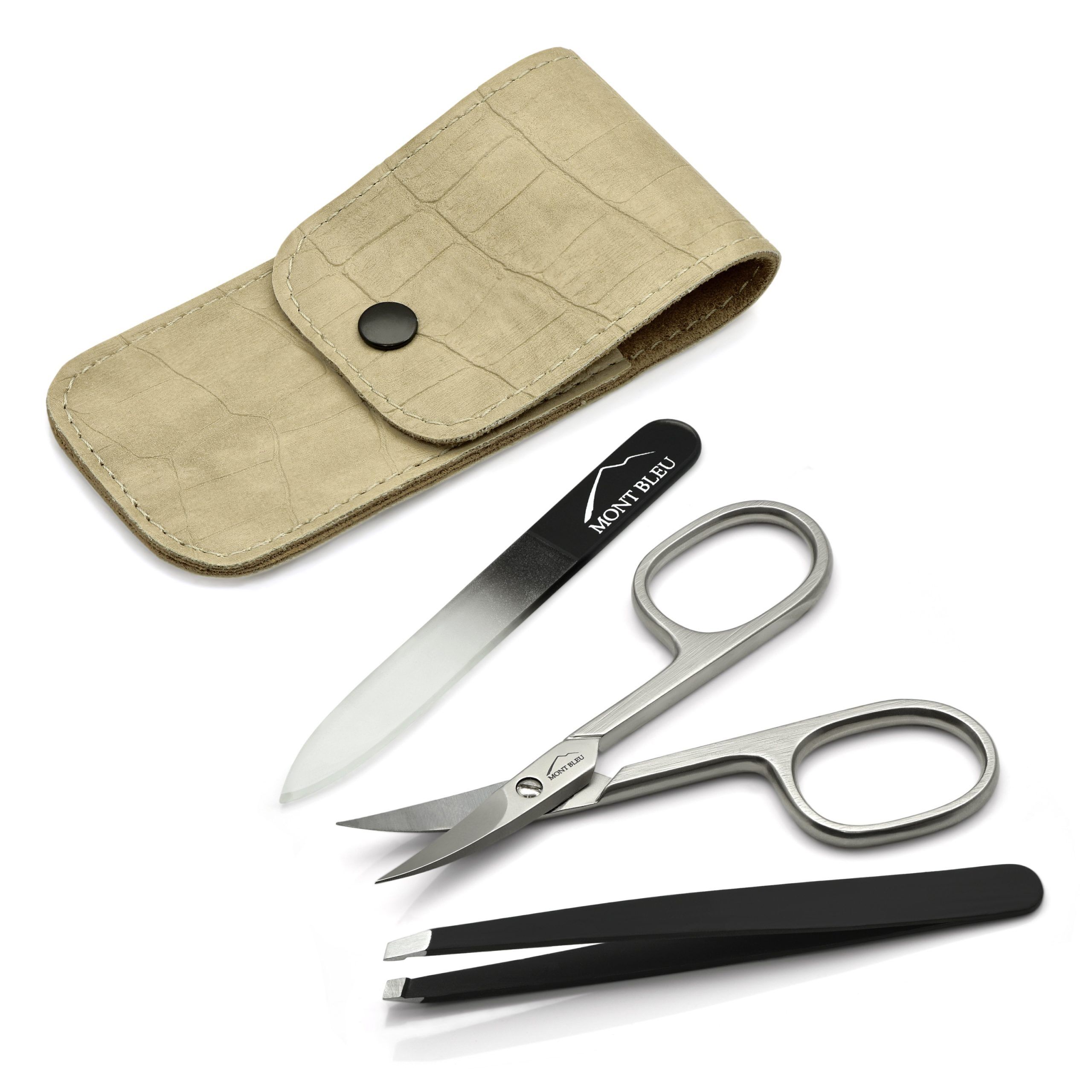 Mont Bleu 3-piece Manicure Set in Leatherette Case, Beige