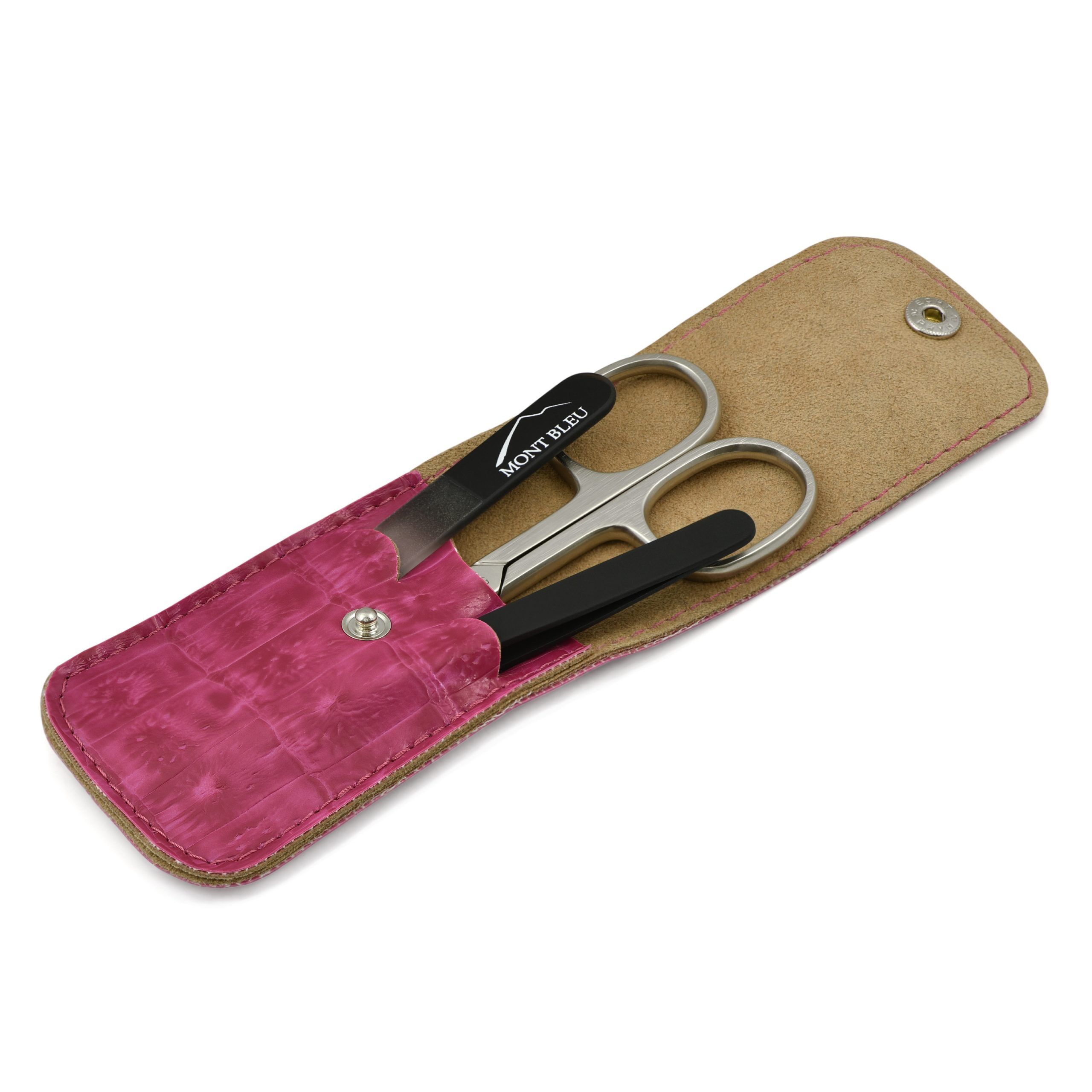 Mont Bleu 3-piece Manicure Set in Leatherette Case, Pink