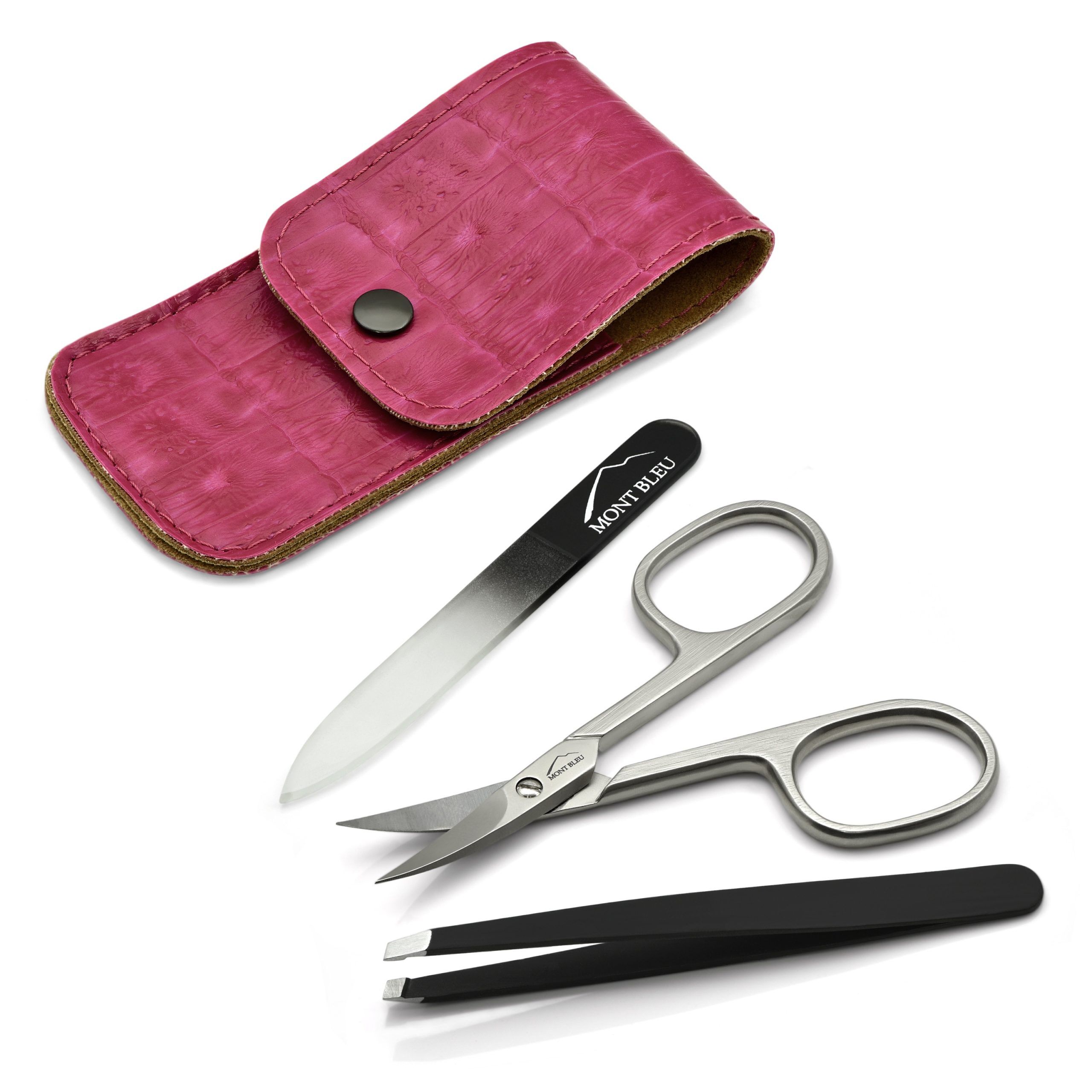 Mont Bleu 3-piece Manicure Set in Leatherette Case, Pink