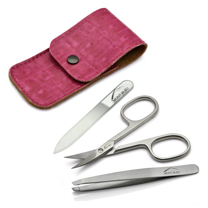 Mont Bleu 3-piece Manicure Set in Leatherette Case, Pink