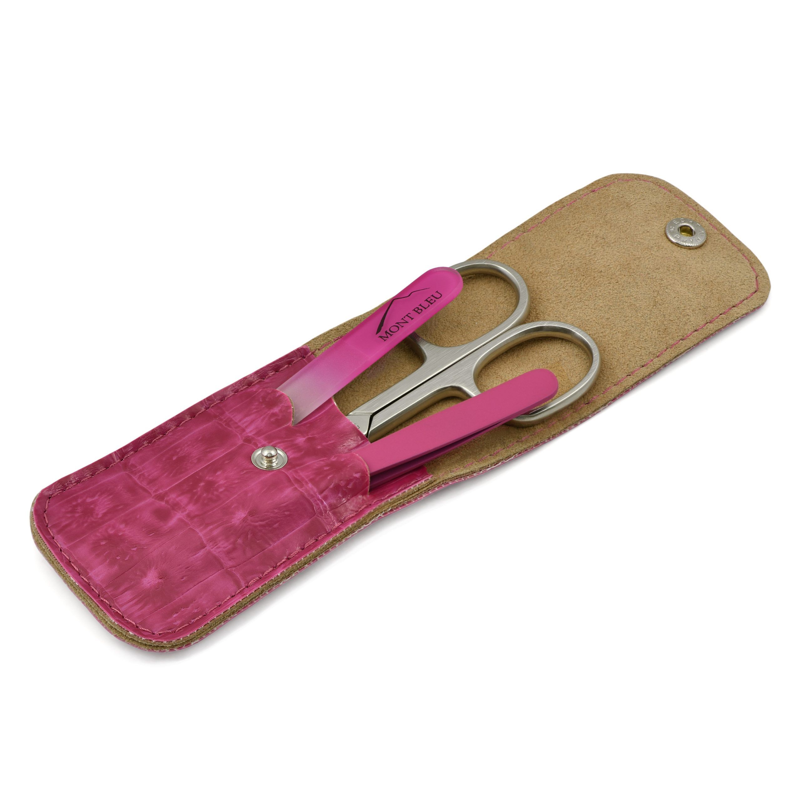 Mont Bleu 3-piece Manicure Set in Leatherette Case, Pink