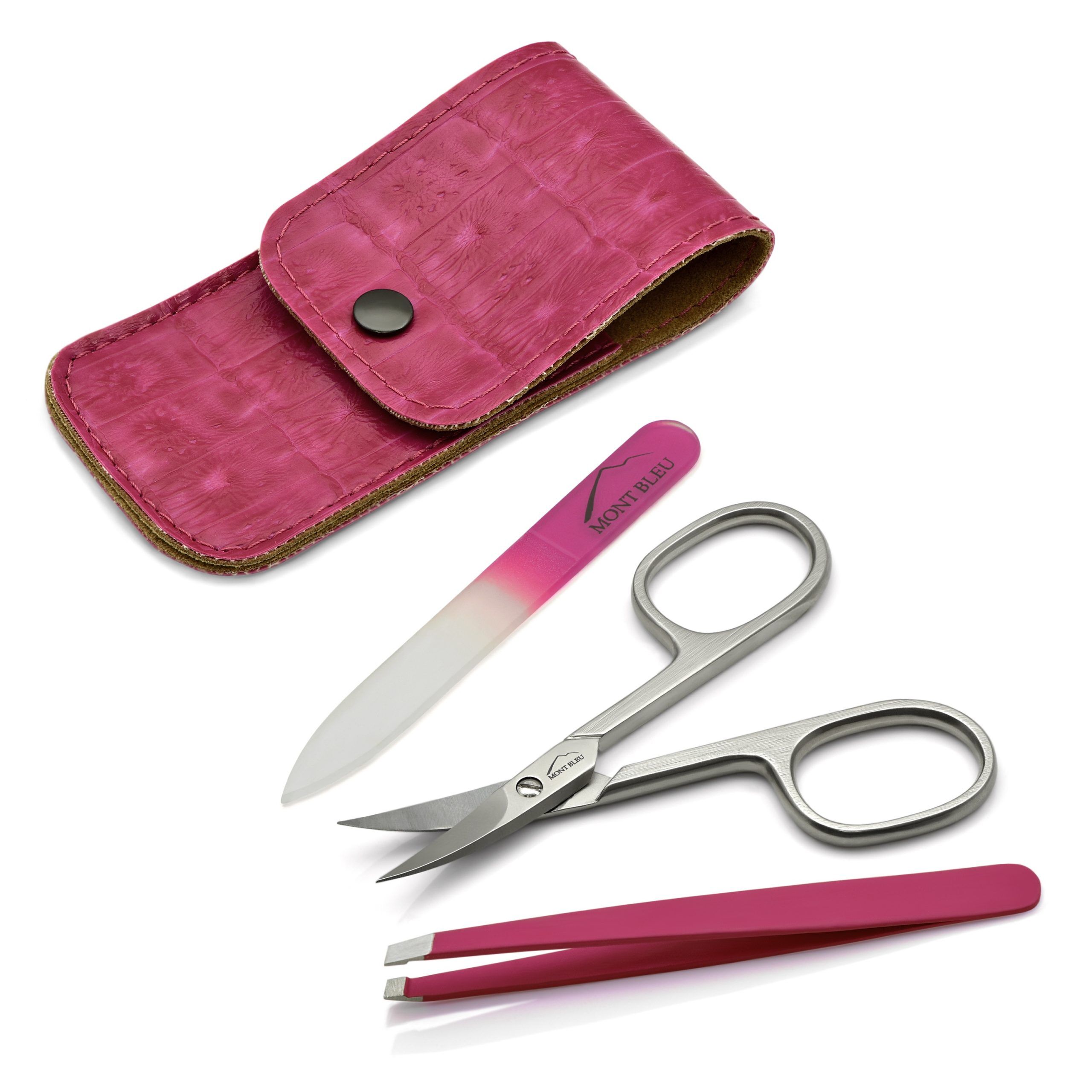 Mont Bleu 3-piece Manicure Set in Leatherette Case, Pink