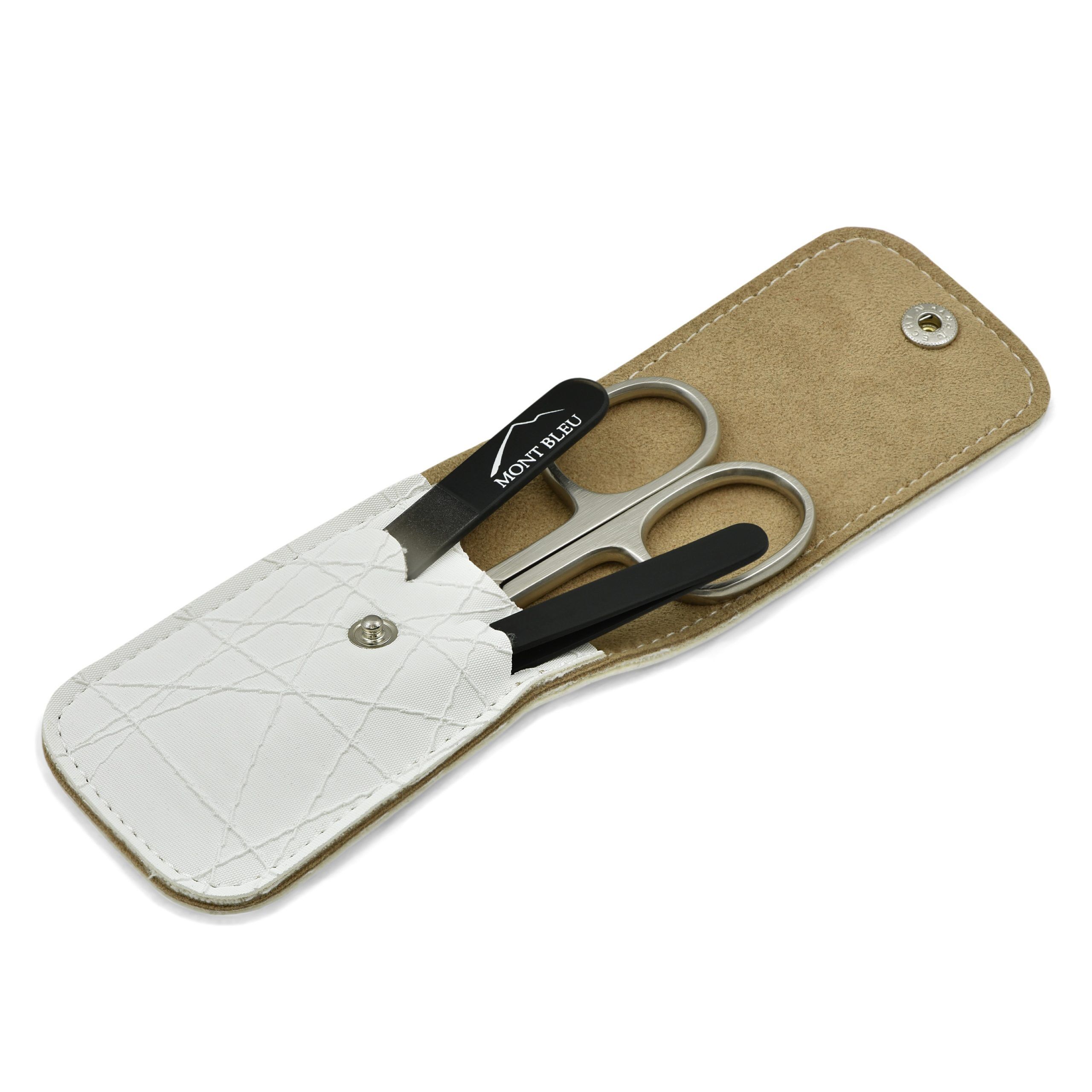 Mont Bleu 3-piece Manicure Set in Leatherette Case, White Mont Bleu 3-piece Manicure Set in Leatherette Case, White