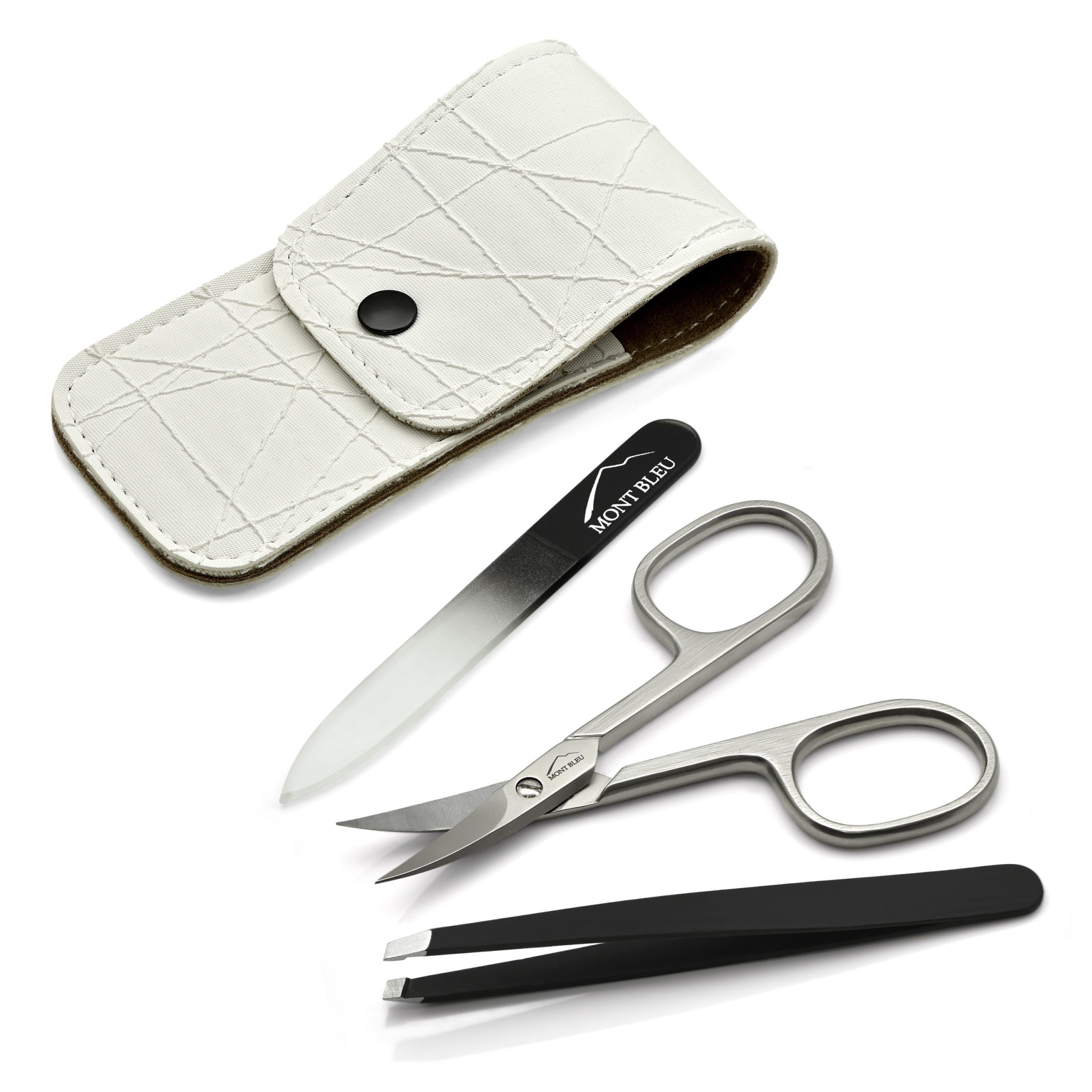 Mont Bleu 3-piece Manicure Set in Leatherette Case, White Mont Bleu 3-piece Manicure Set in Leatherette Case, White