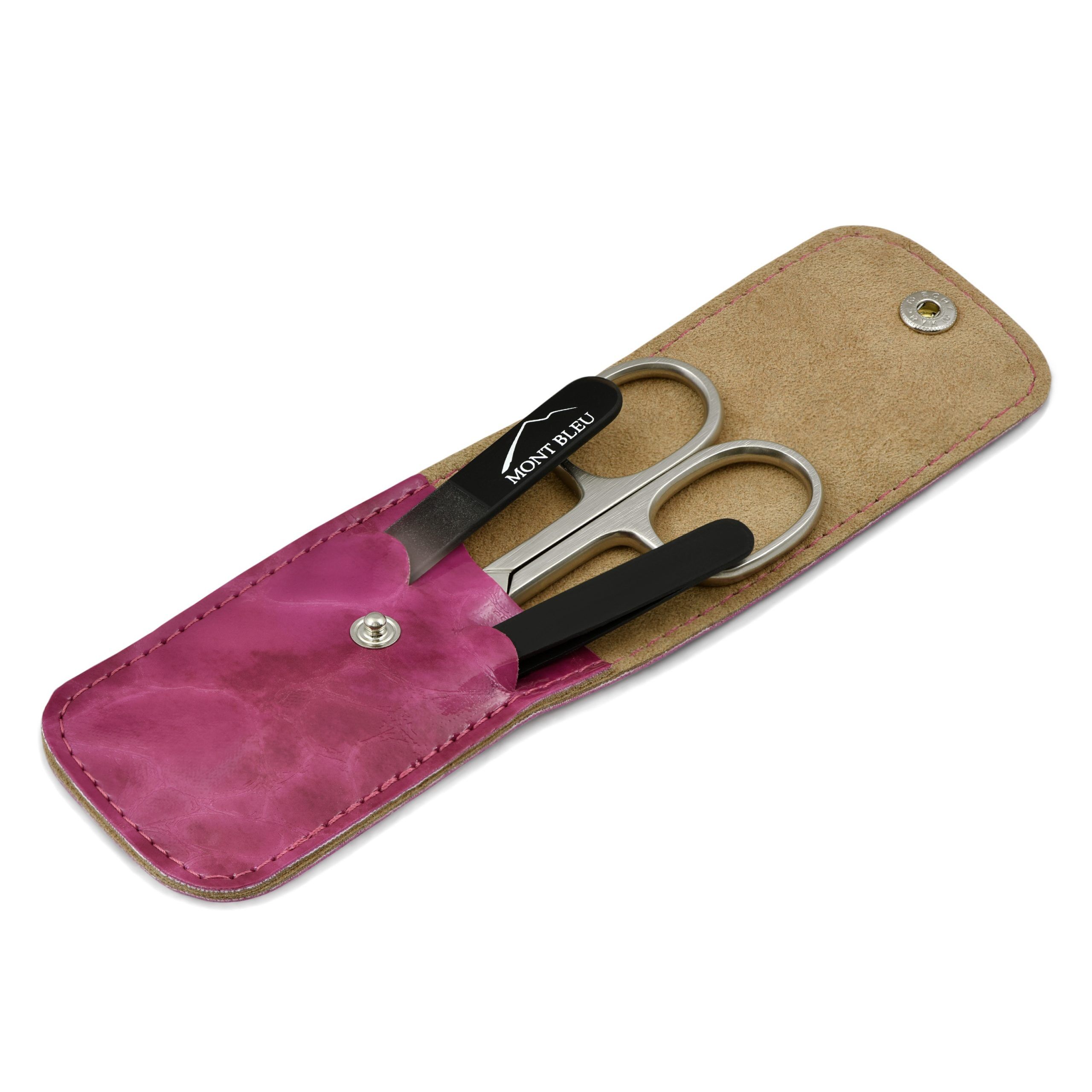 Mont Bleu 3-piece Manicure Set in Leatherette Case, Fuchsia