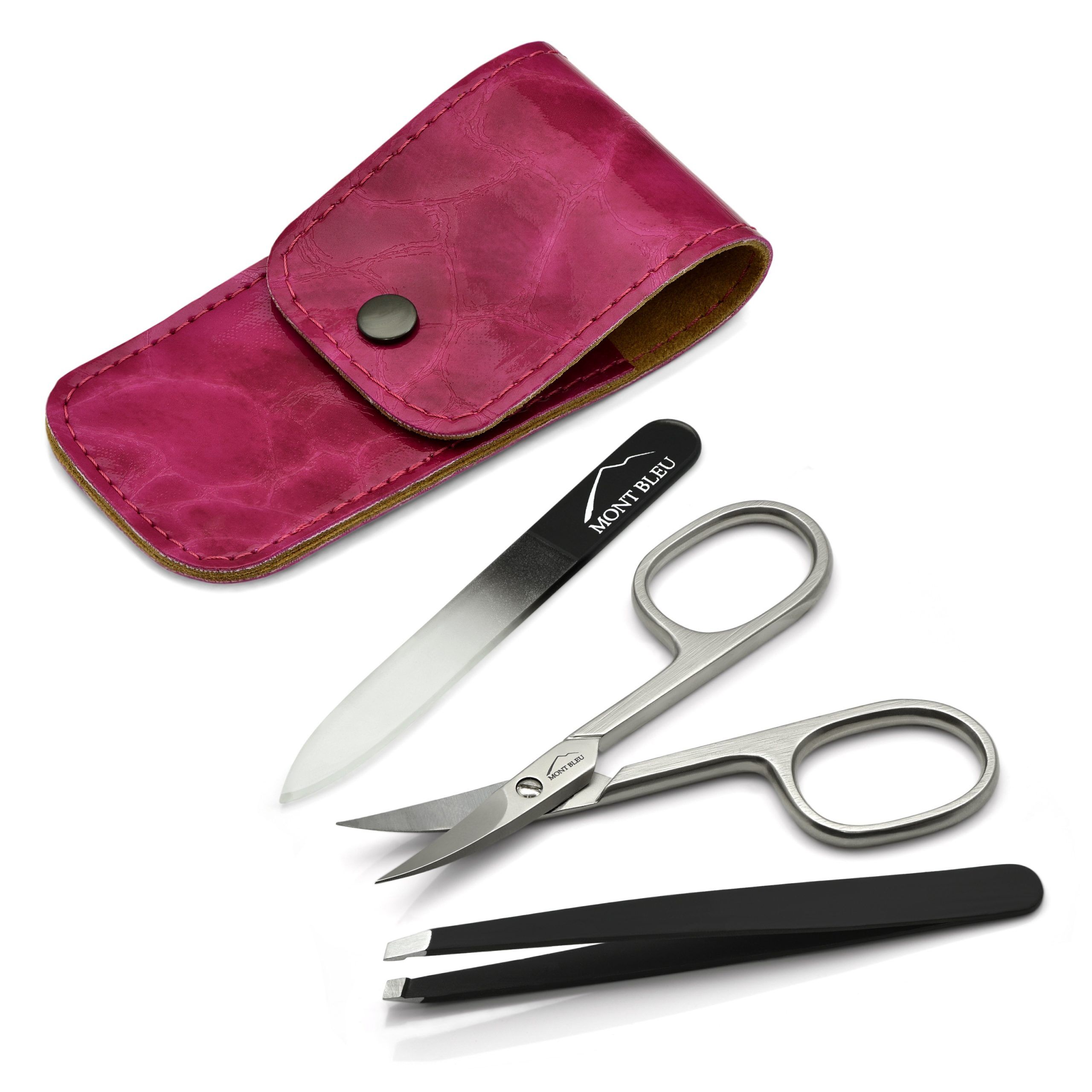 Mont Bleu 3-piece Manicure Set in Leatherette Case, Fuchsia
