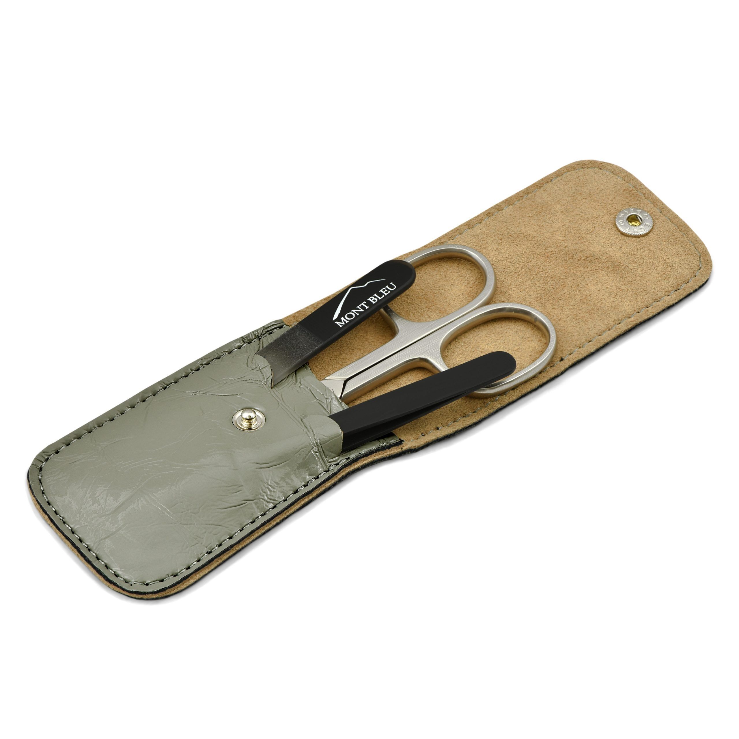 Mont Bleu 3-piece Manicure Set in Leatherette Case, Grey