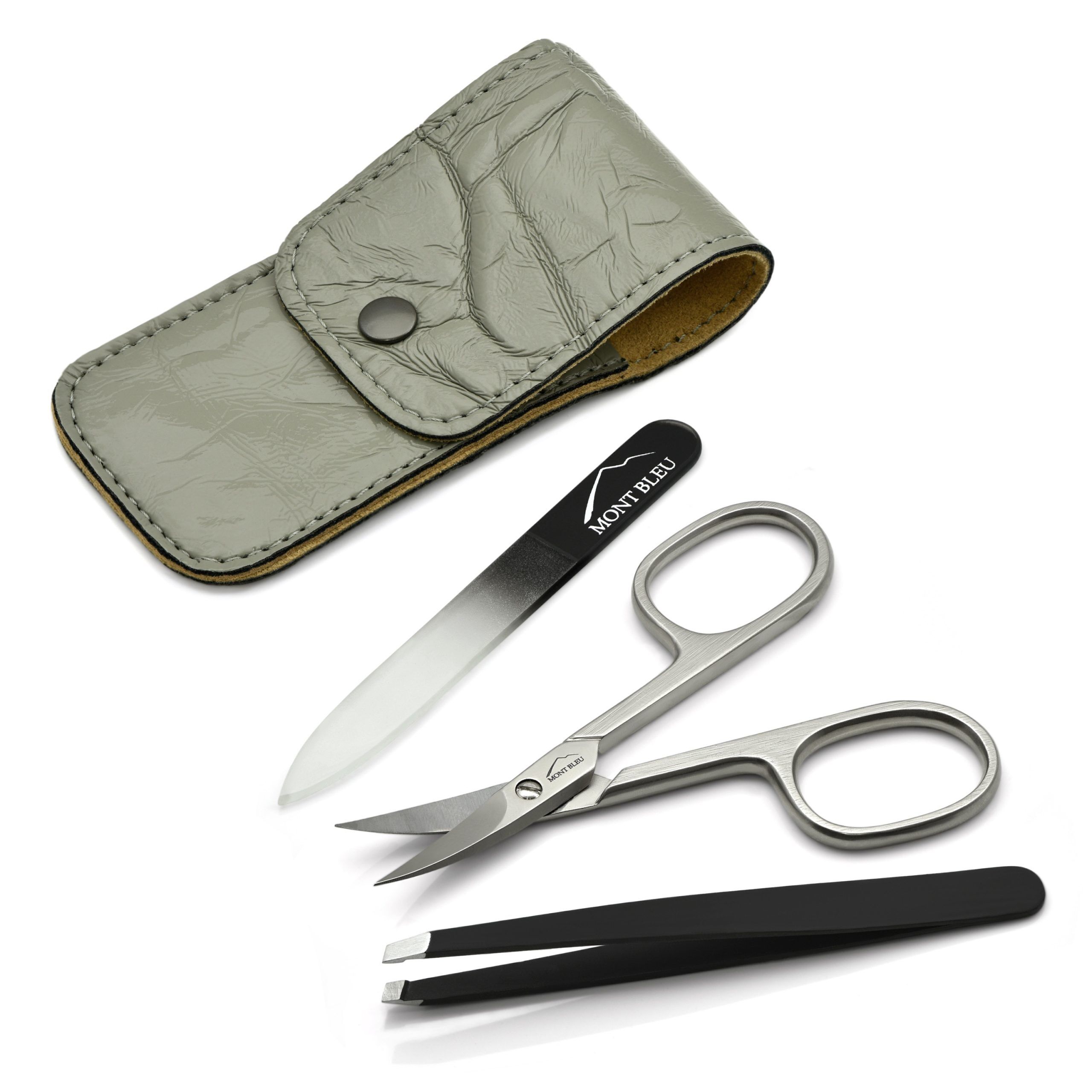Mont Bleu 3-piece Manicure Set in Leatherette Case, Grey
