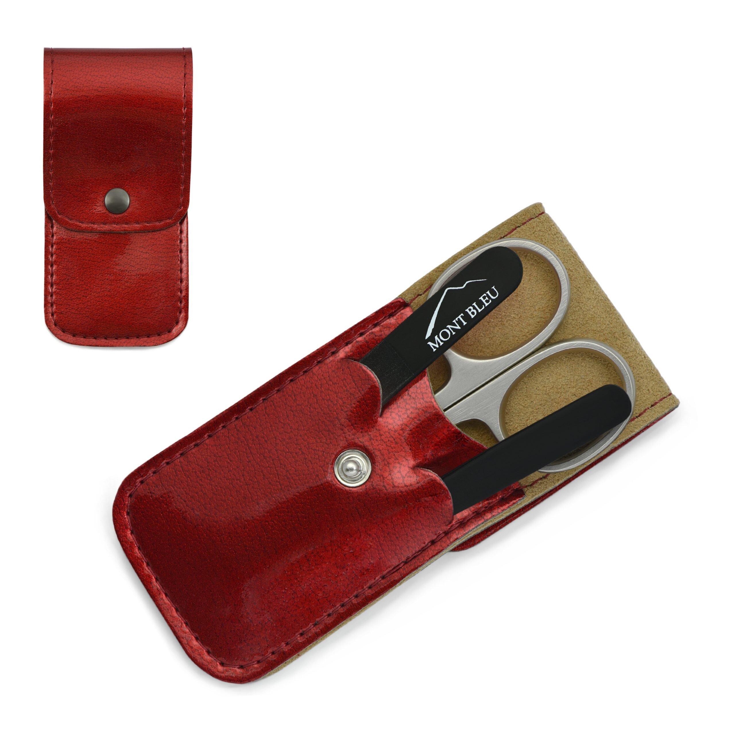 Mont Bleu 3-piece Manicure Set in Leatherette Case, Red