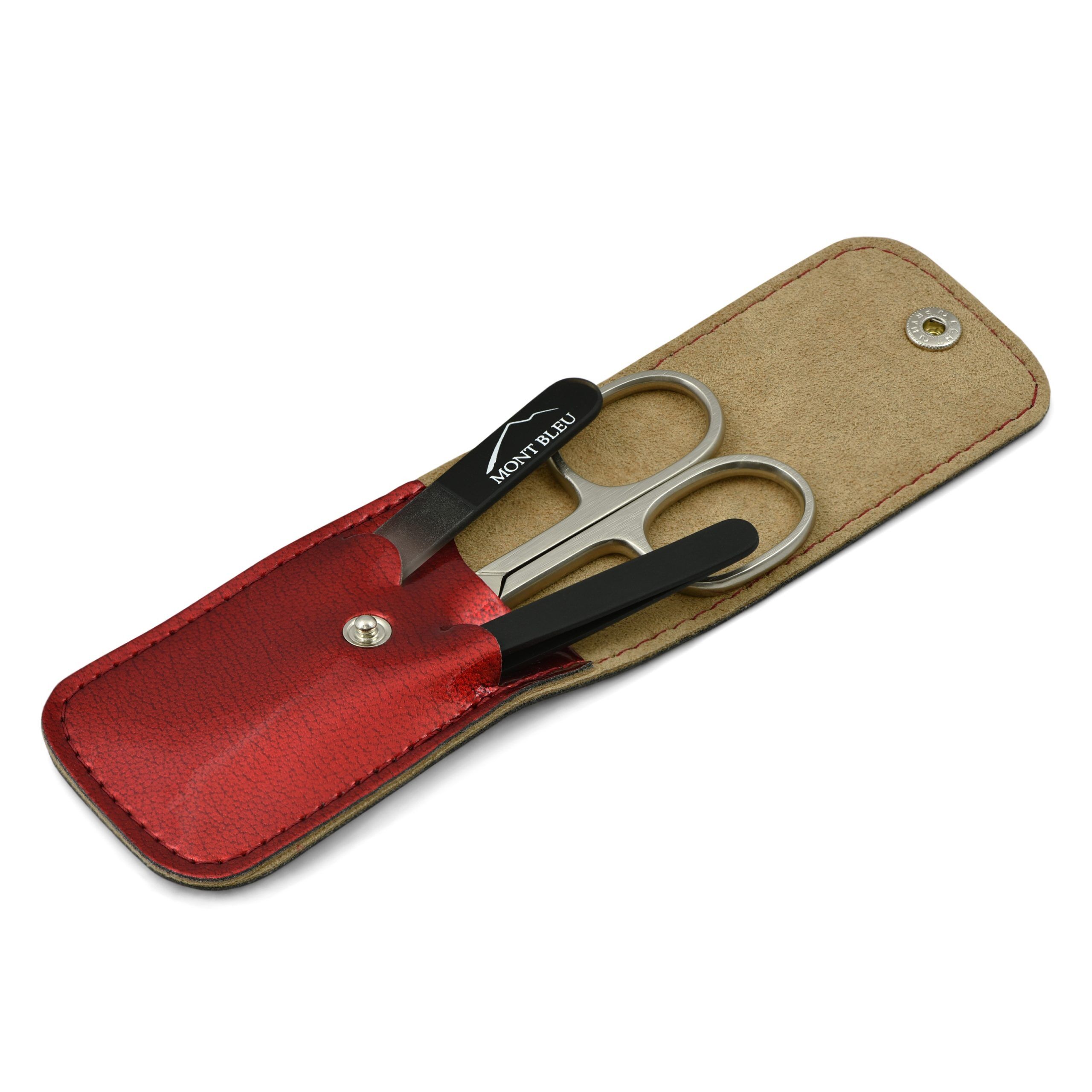 Mont Bleu 3-piece Manicure Set in Leatherette Case, Red