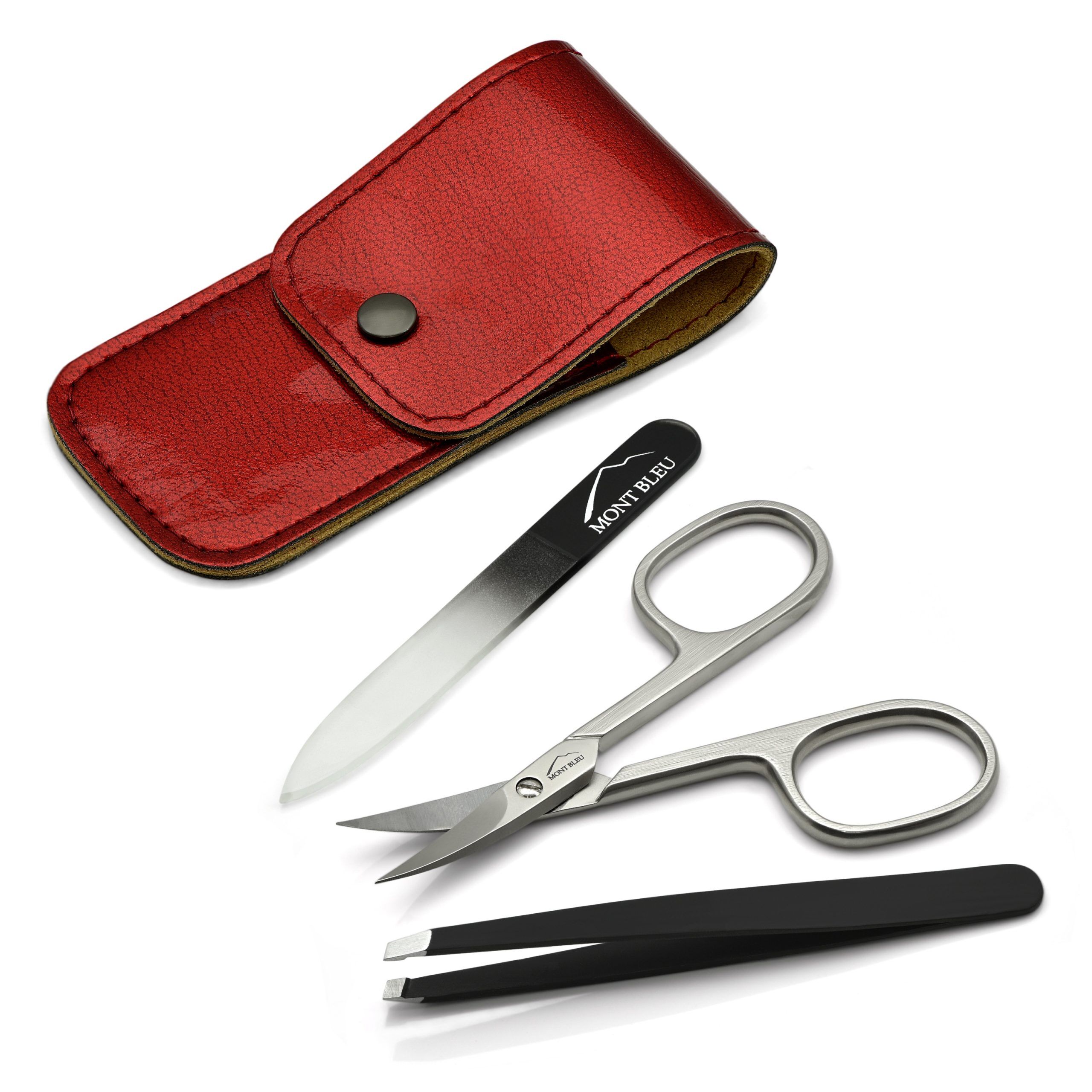 Mont Bleu 3-piece Manicure Set in Leatherette Case, Red