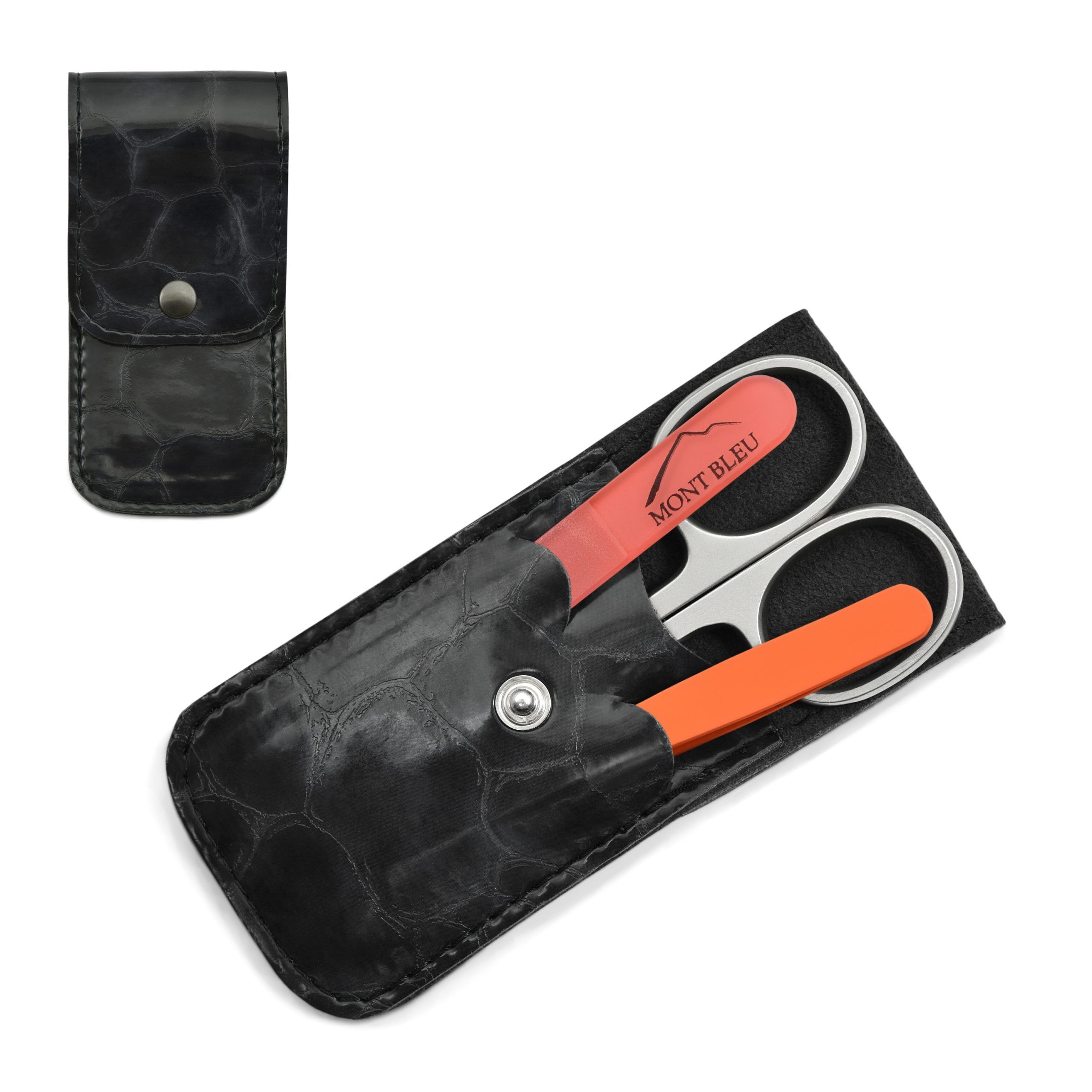 Mont Bleu 3-piece Manicure Set in Soft Leatherette Case, Black 'Anna' Mont Bleu 3-piece Manicure Set in Soft Leatherette Case, Black 'Anna'