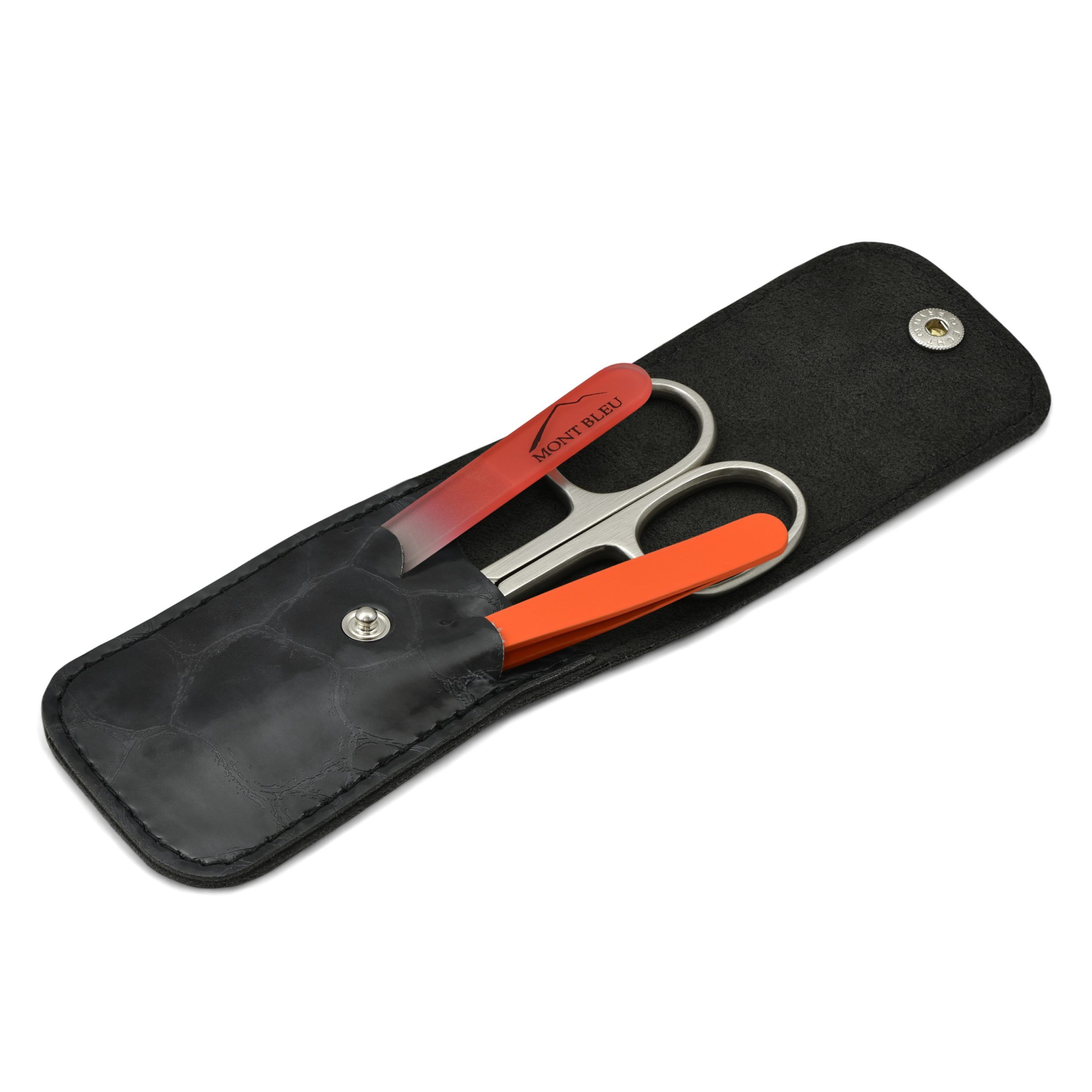 Mont Bleu 3-piece Manicure Set in Soft Leatherette Case, Black 'Anna' Mont Bleu 3-piece Manicure Set in Soft Leatherette Case, Black 'Anna'