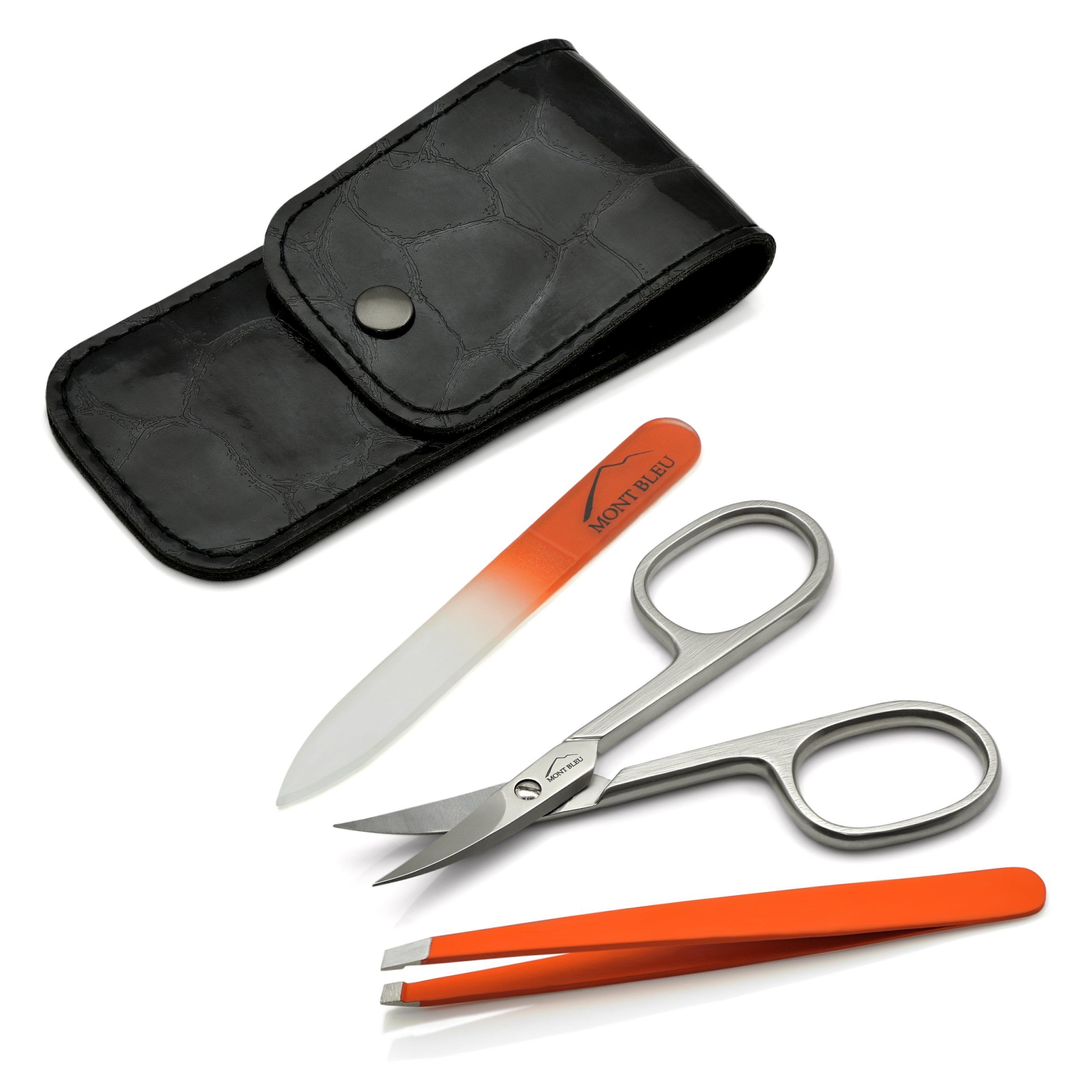 Mont Bleu 3-piece Manicure Set in Soft Leatherette Case, Black 'Anna' Mont Bleu 3-piece Manicure Set in Soft Leatherette Case, Black 'Anna'