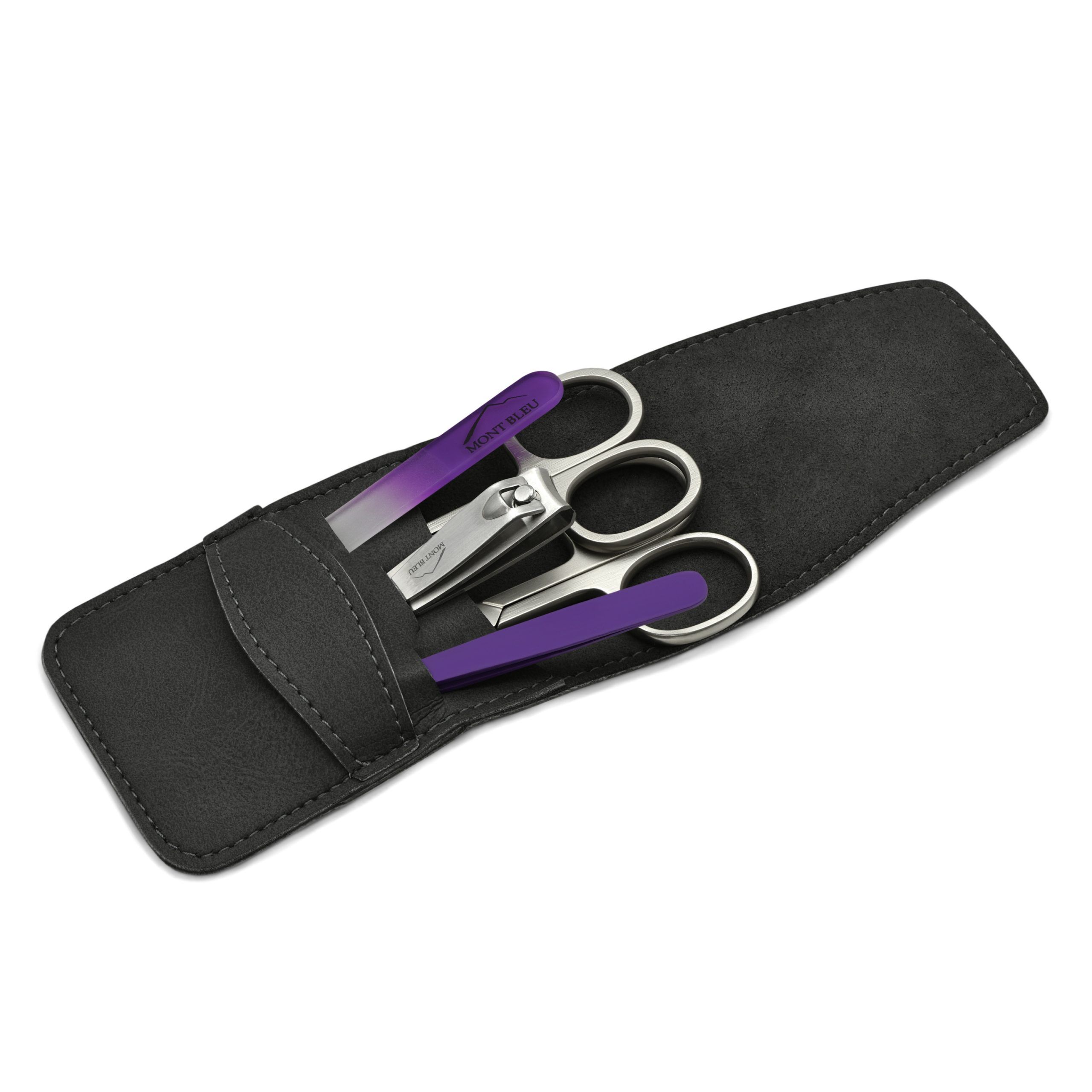 Mont Bleu 5-piece Manicure Set in Vegan Faux Leather Case, Blue