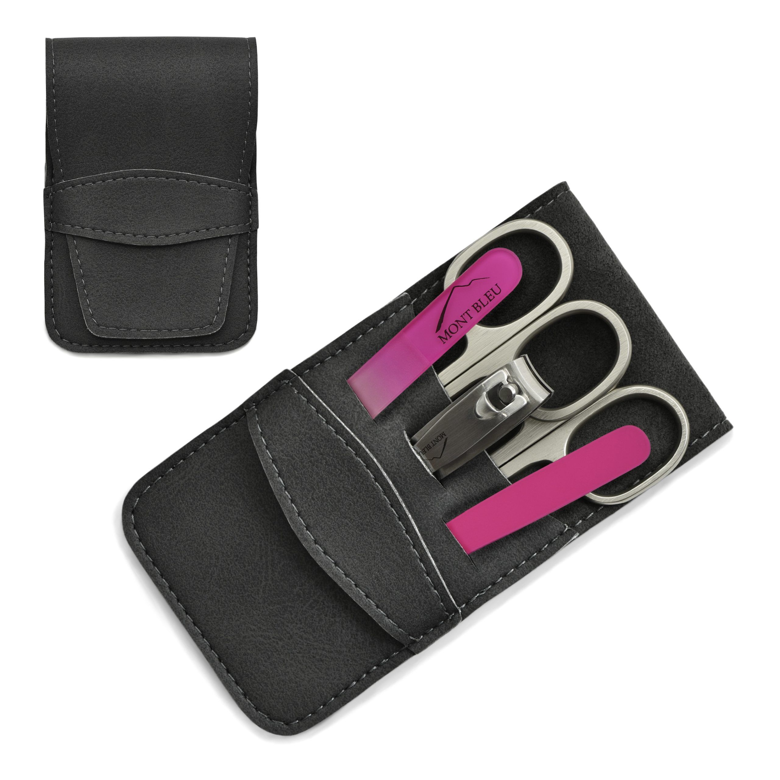 Mont Bleu 5-piece Manicure Set in Vegan Faux Leather Case, Blue Mont Bleu 5-piece Manicure Set in Vegan Faux Leather Case, Blue