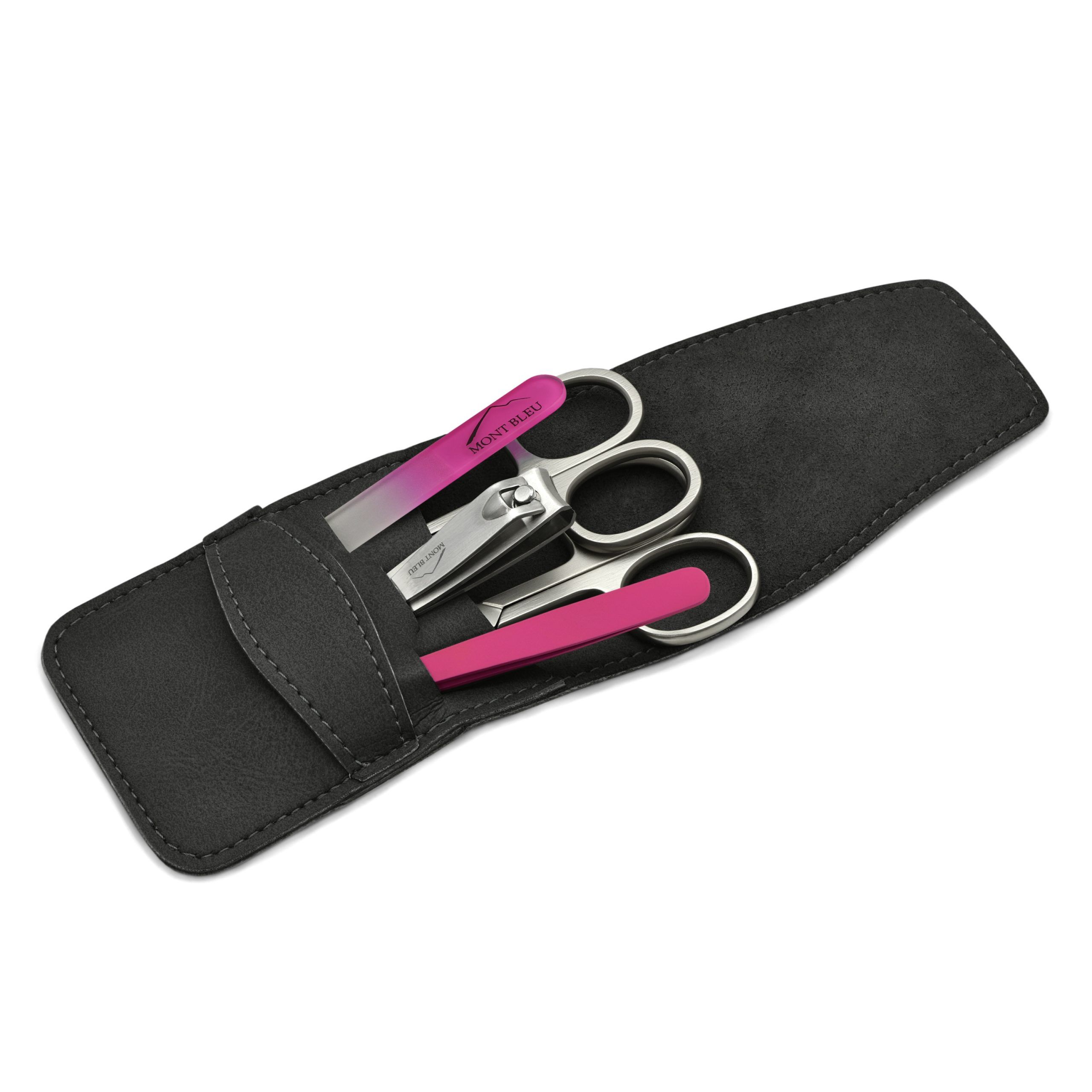 Mont Bleu 5-piece Manicure Set in Vegan Faux Leather Case, Blue Mont Bleu 5-piece Manicure Set in Vegan Faux Leather Case, Blue