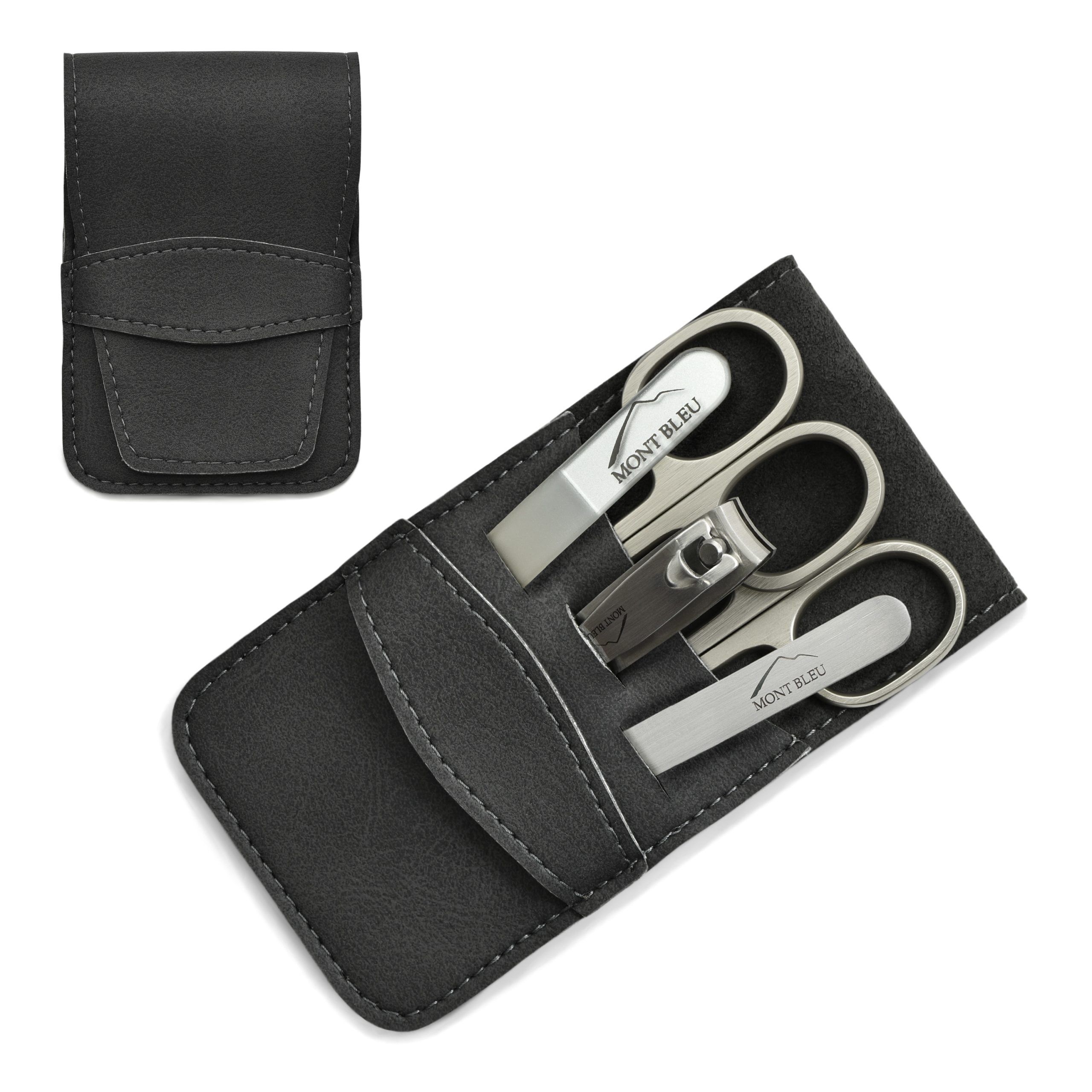 Mont Bleu 5-piece Manicure Set in Vegan Faux Leather Case, Blue