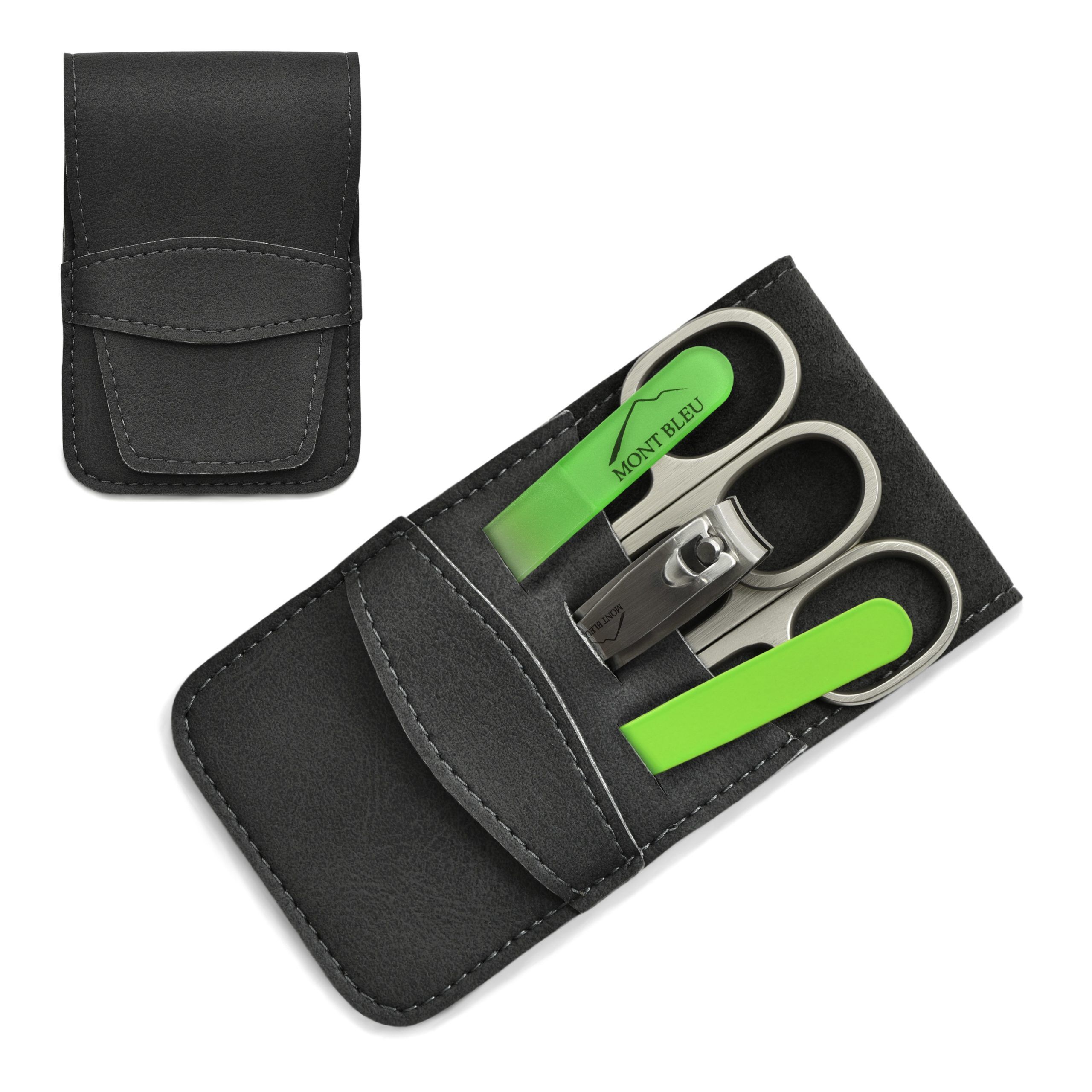 Mont Bleu 5-piece Manicure Set in Vegan Faux Leather Case, Blue