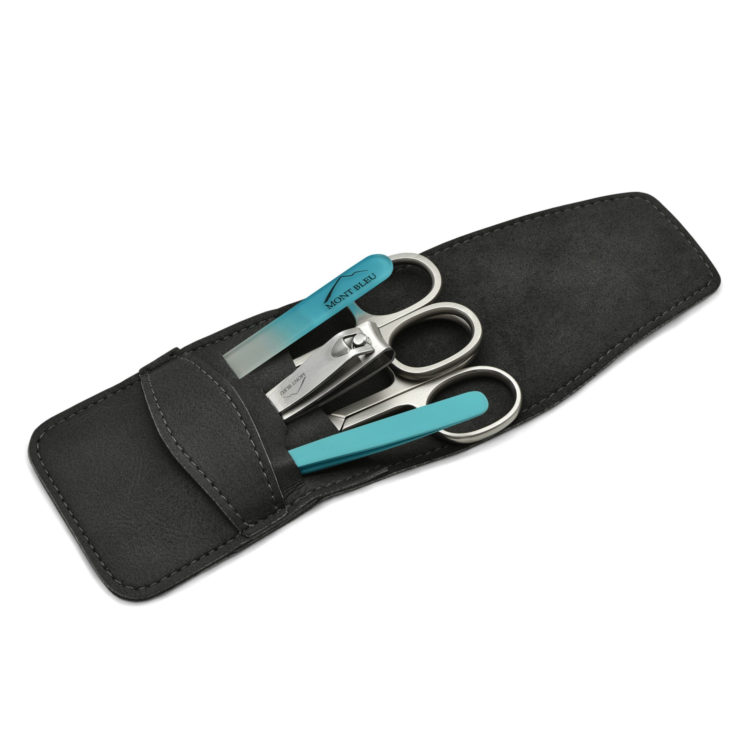 Mont Bleu 5-piece Manicure Set in Vegan Faux Leather Case, Blue Mont Bleu 5-piece Manicure Set in Vegan Faux Leather Case, Blue