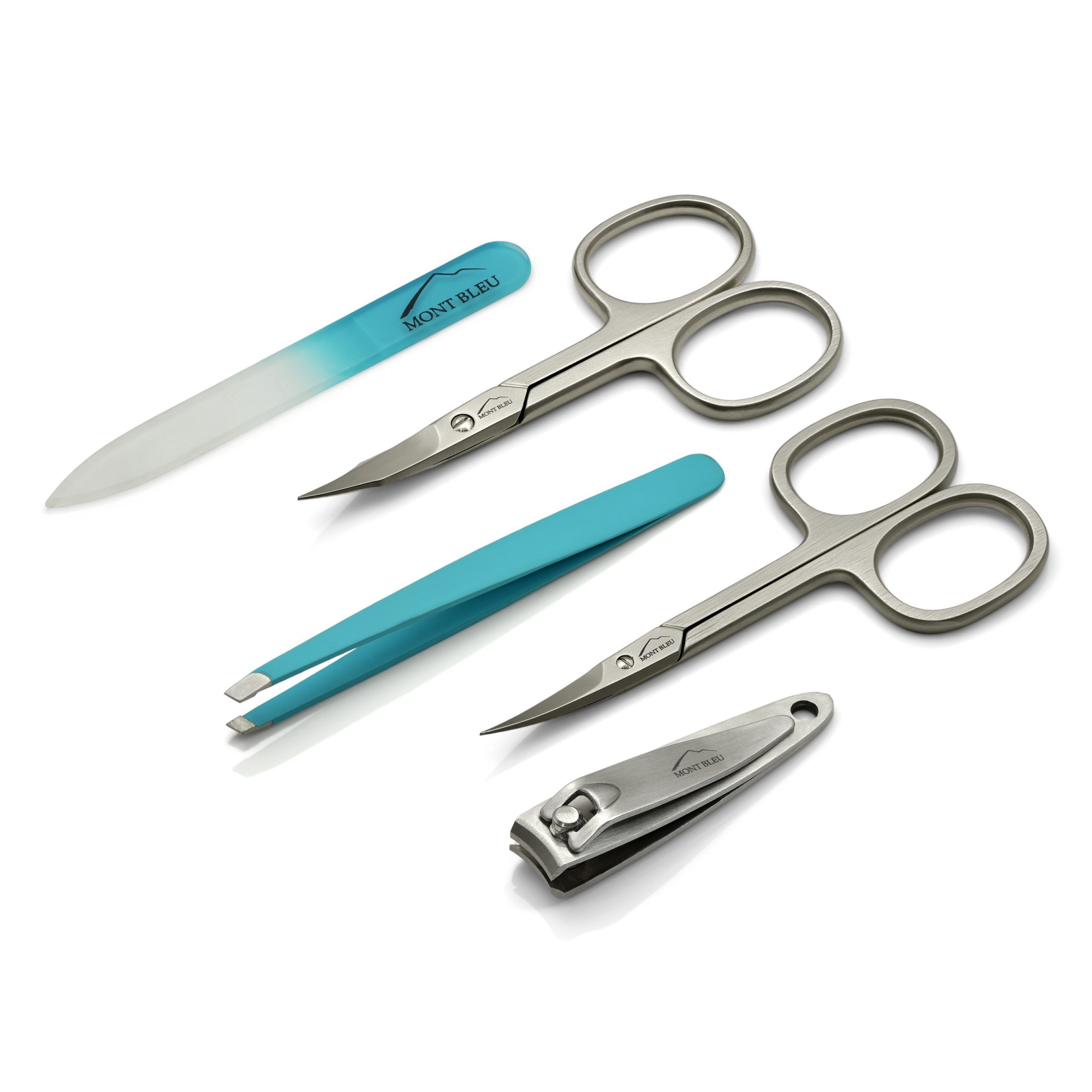 Mont Bleu 5-piece Manicure Set in Vegan Faux Leather Case, Blue Mont Bleu 5-piece Manicure Set in Vegan Faux Leather Case, Blue