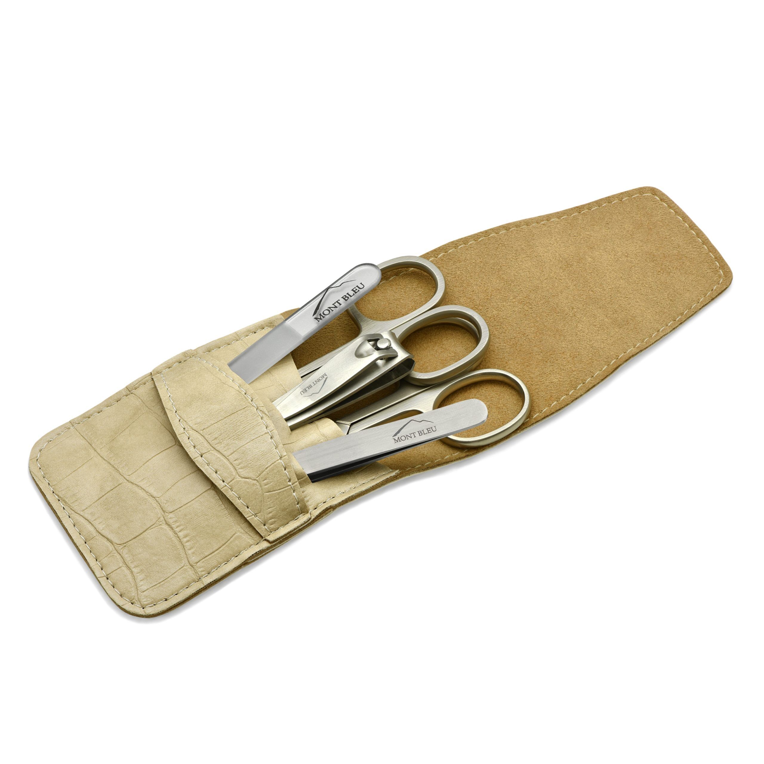 Mont Bleu 5-piece Manicure Set in Vegan Faux Leather Case, Beige