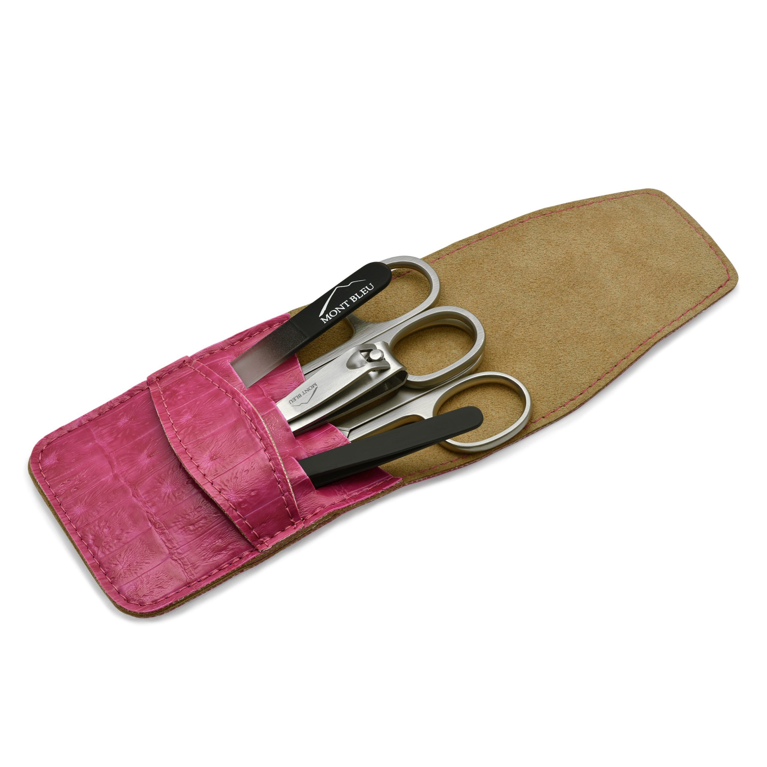 Mont Bleu 5-piece Manicure Set in Vegan Faux Leather Case, Pink