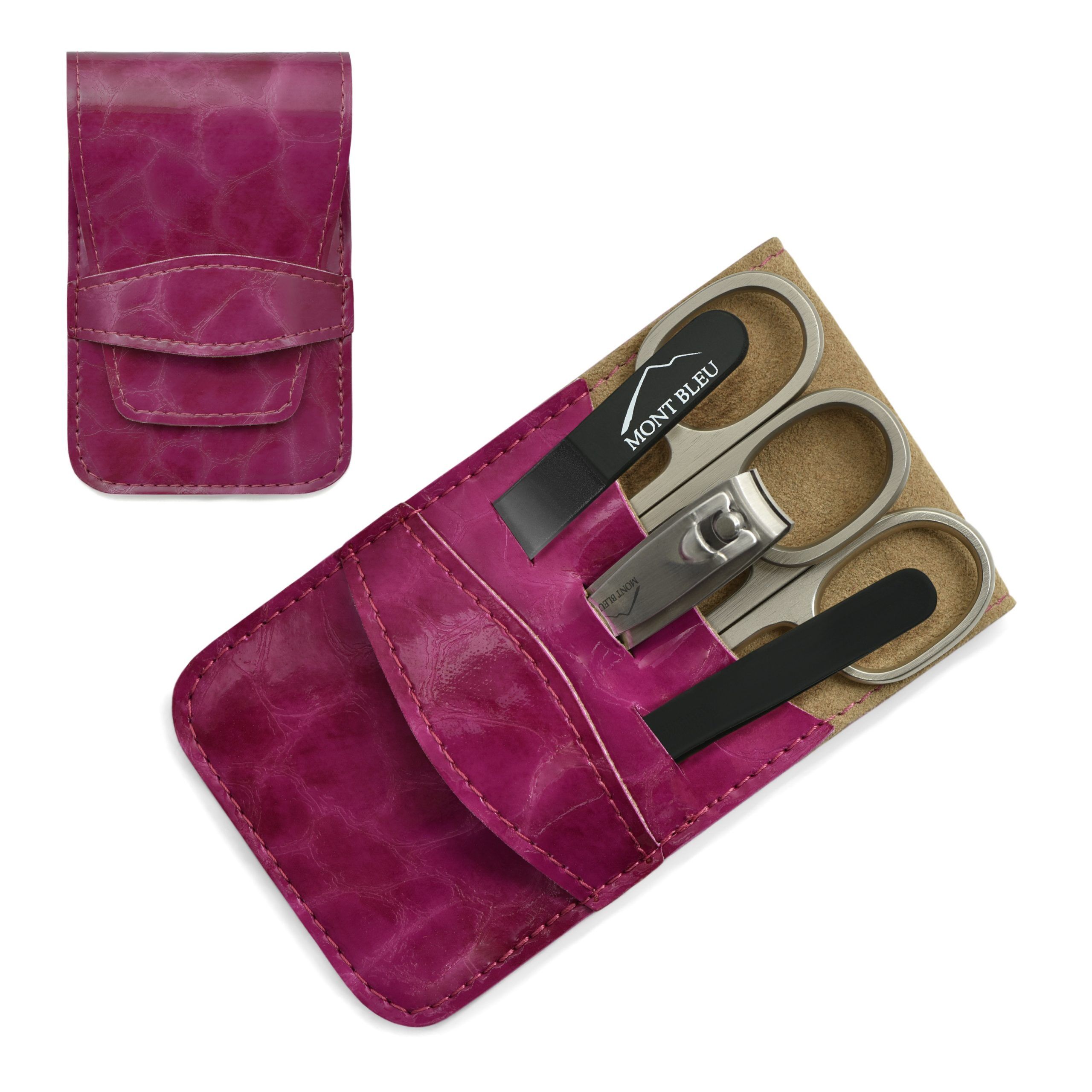 Mont Bleu 5-piece Manicure Set in Vegan Faux Leather Case, Fuchsia Mont Bleu 5-piece Manicure Set in Vegan Faux Leather Case, Fuchsia