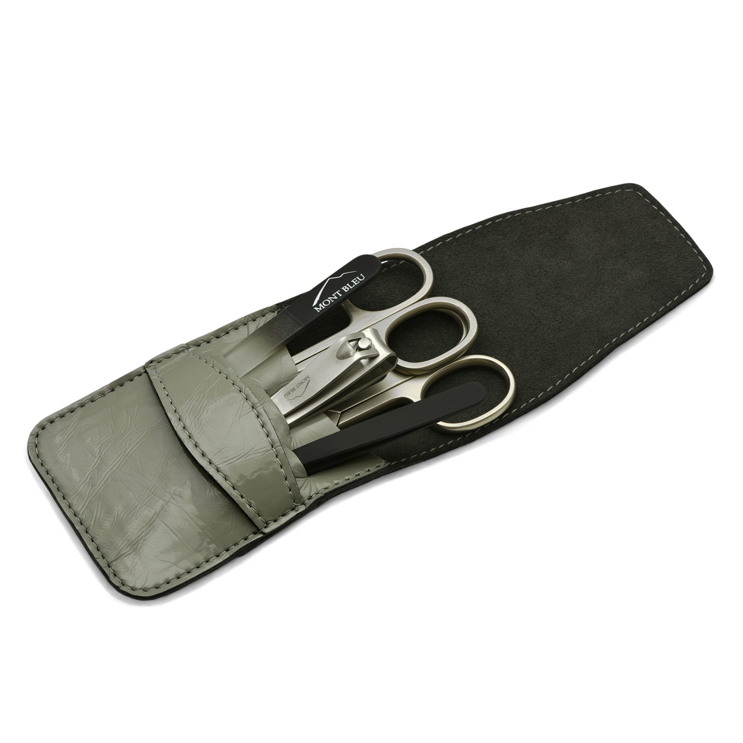 Mont Bleu 5-piece Manicure Set in Vegan Faux Leather Case, Gray