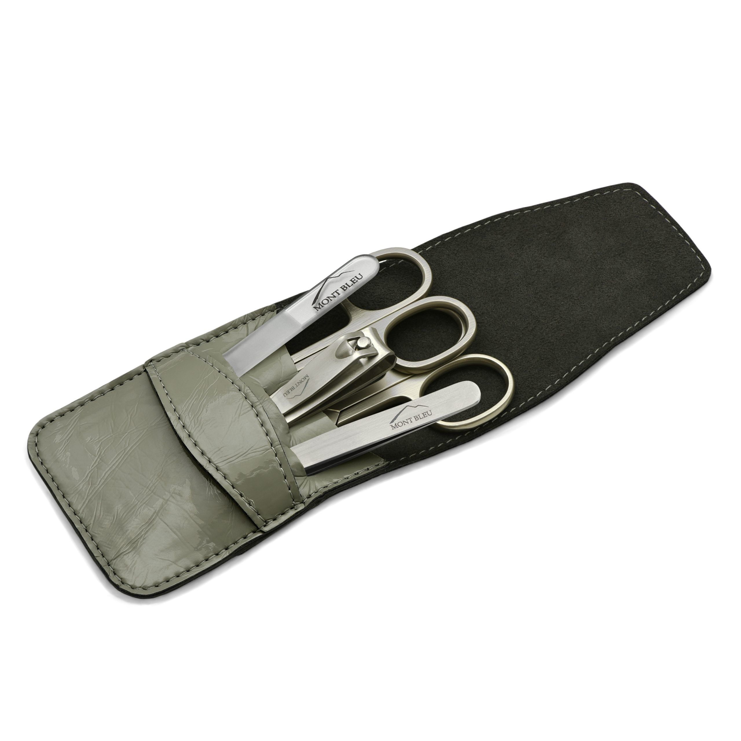 Mont Bleu 5-piece Manicure Set in Vegan Faux Leather Case, Gray Mont Bleu 5-piece Manicure Set in Vegan Faux Leather Case, Gray