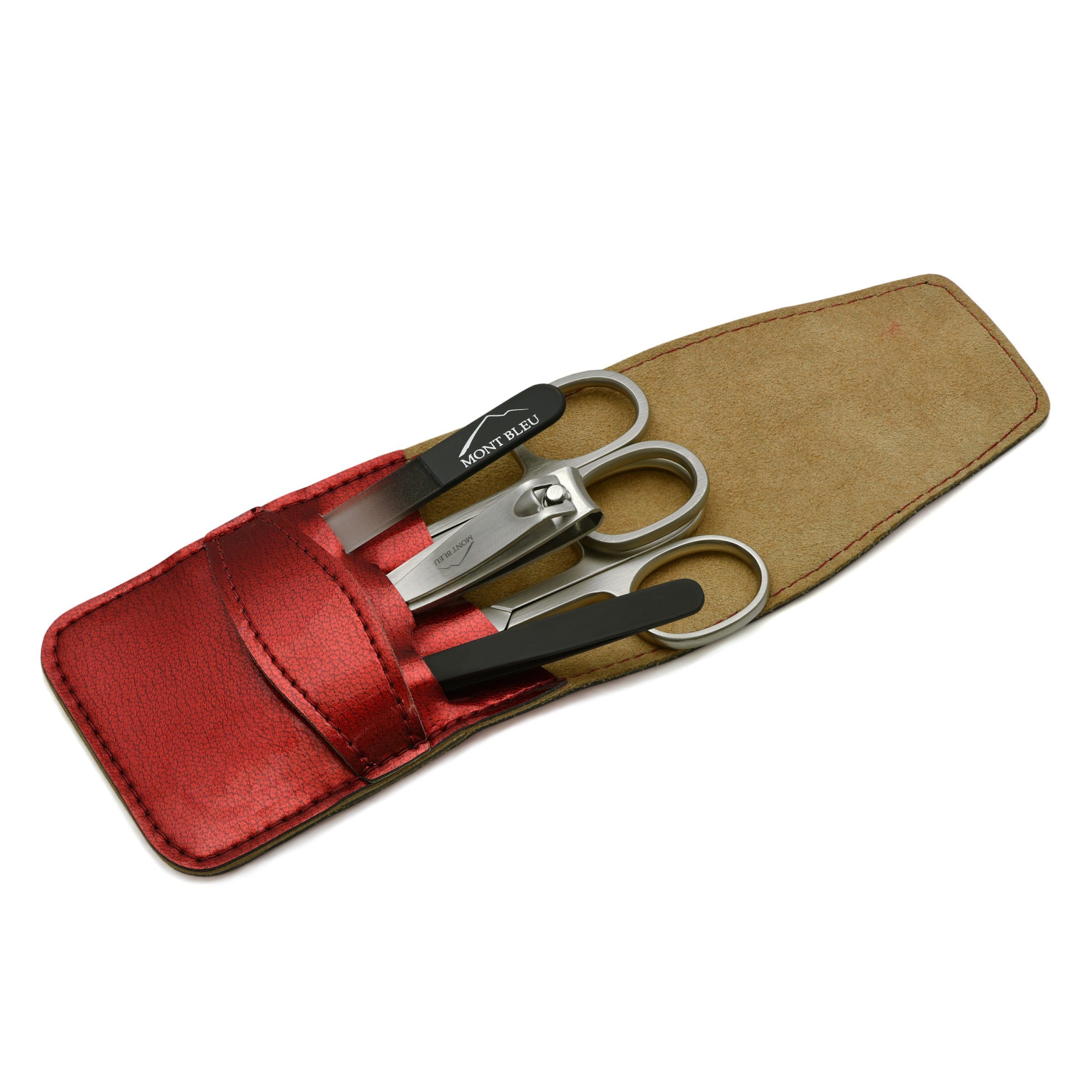 Mont Bleu 5-piece Manicure Set in Vegan Faux Leather Case, Red Mont Bleu 5-piece Manicure Set in Vegan Faux Leather Case, Red