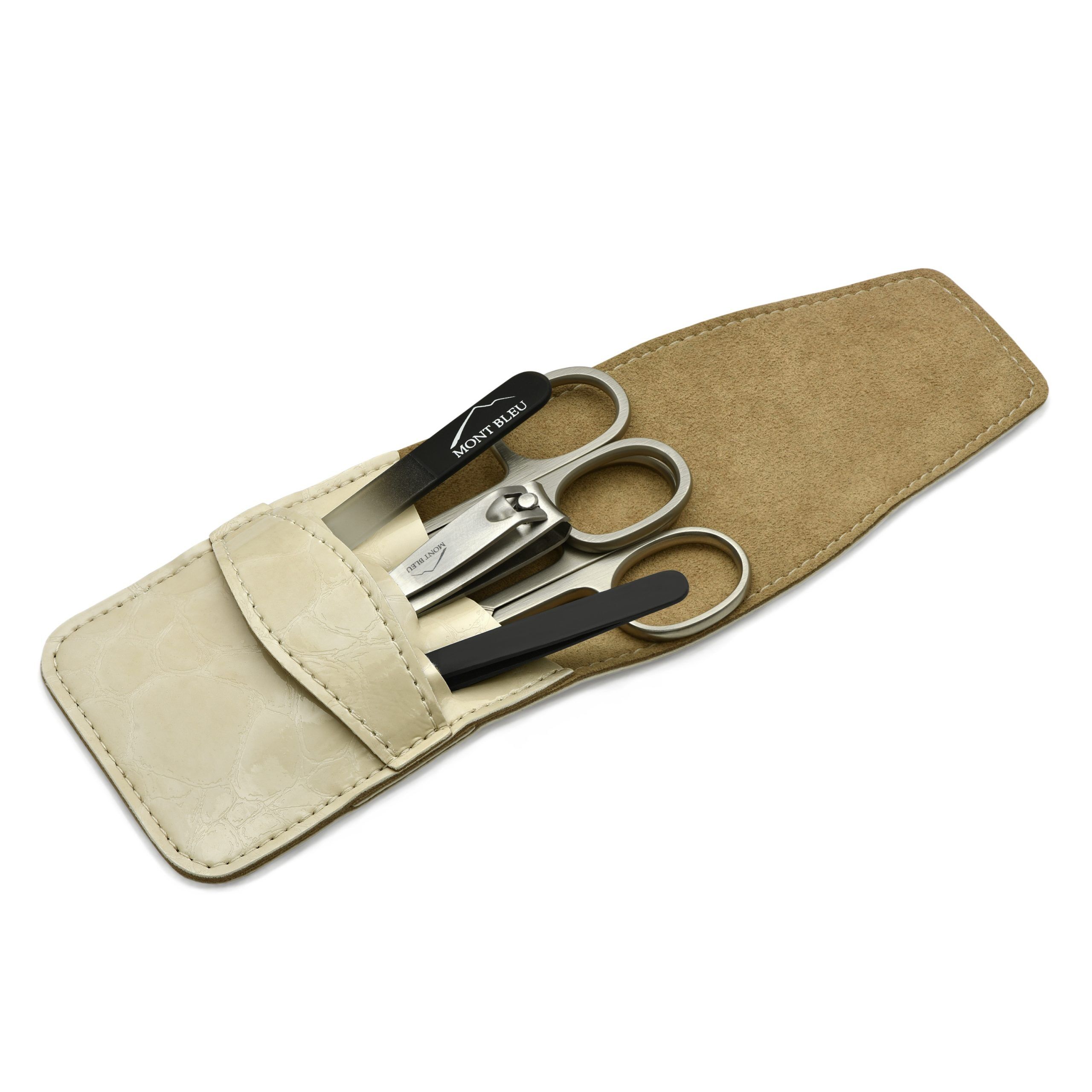 Mont Bleu 5-piece Manicure Set in Vegan Faux Leather Case, Beige 'Anna'