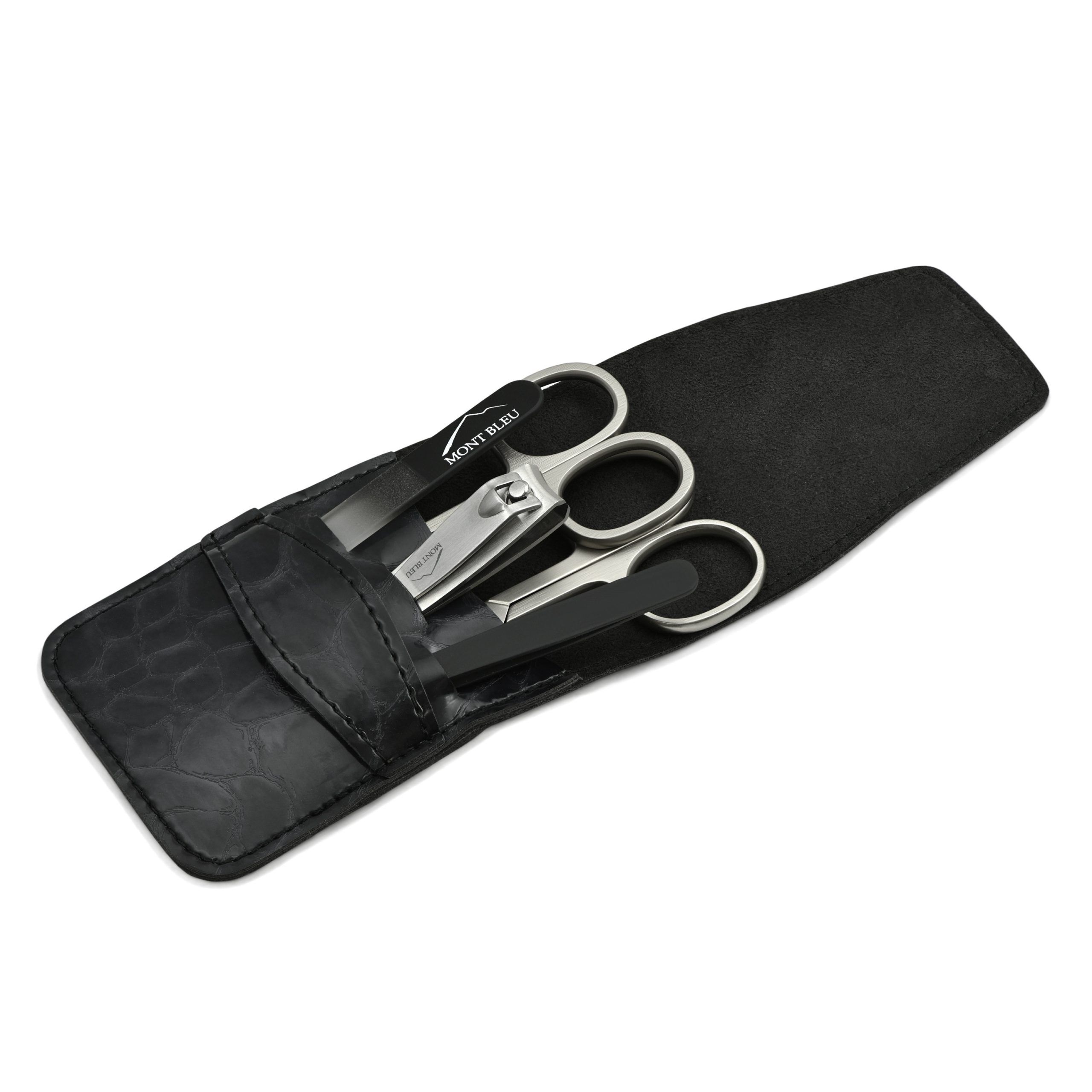 Mont Bleu 5-piece Manicure Set in Vegan Faux Leather Case, Black 'Anna'