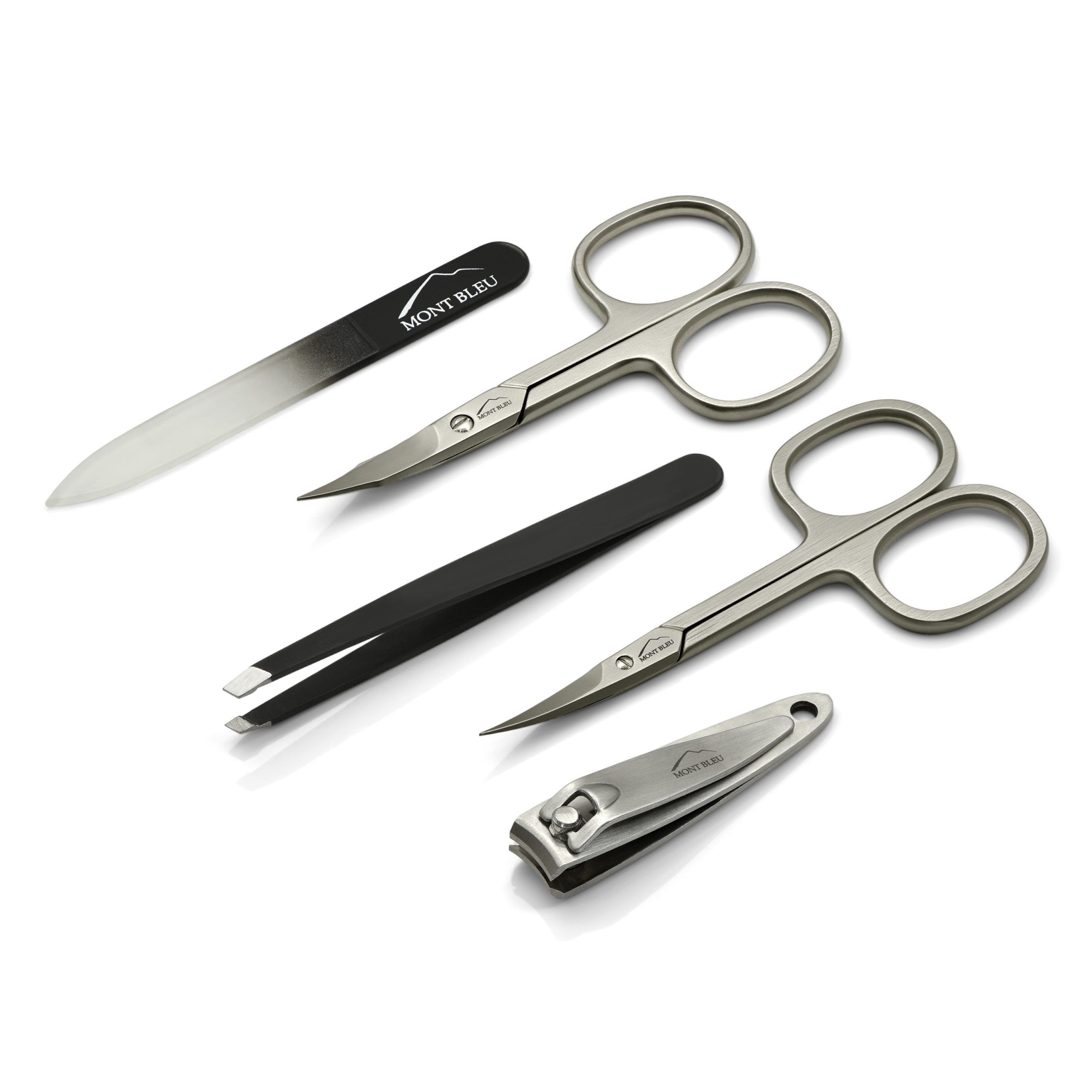 Mont Bleu 5-piece Manicure Set in Vegan Faux Leather Case, Black 'Anna'
