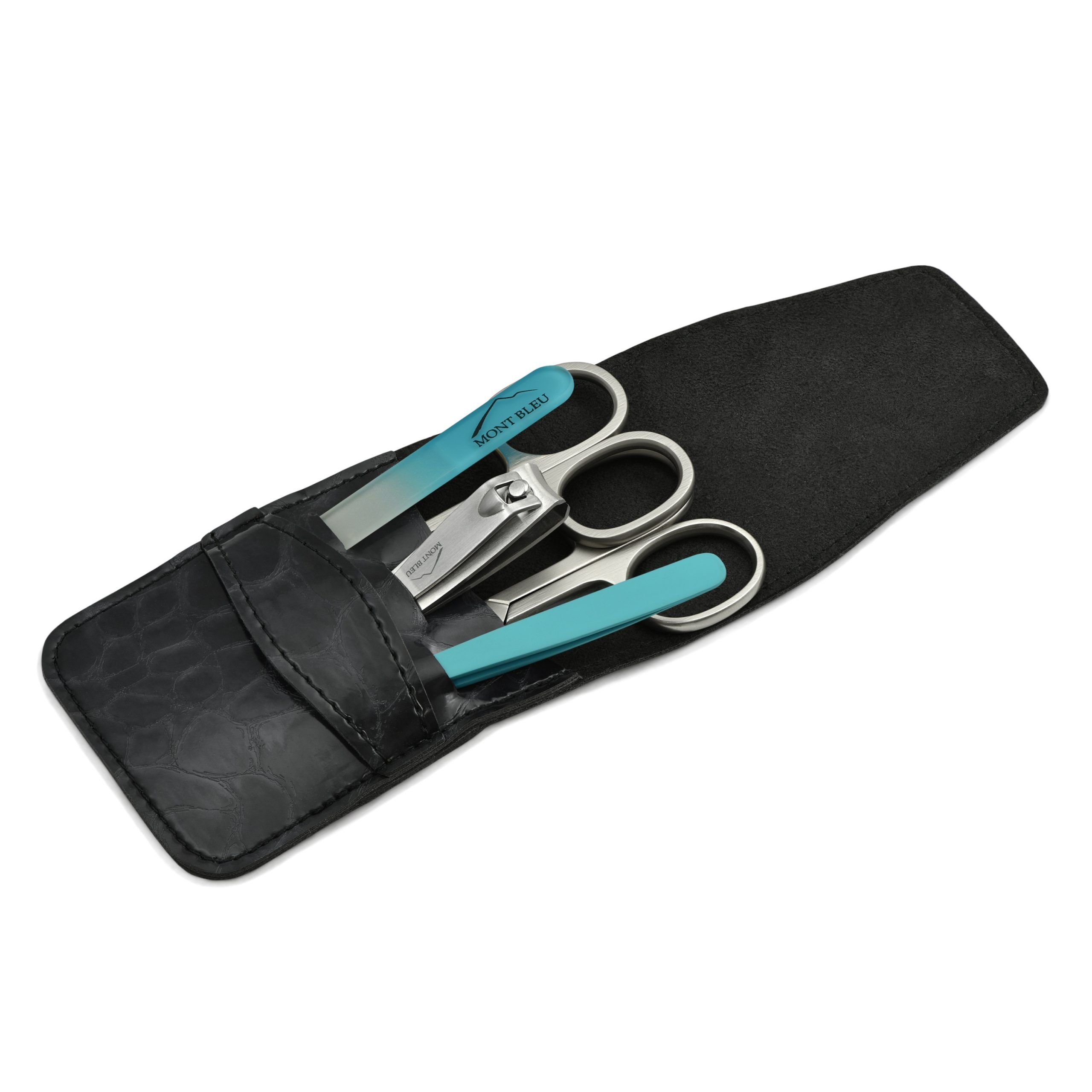 Mont Bleu 5-piece Manicure Set in Vegan Faux Leather Case, Black 'Anna'