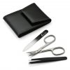 Mont Bleu 3-piece Manicure Set in a Premium Black Leather Case with Mirror & Crystal Nail File