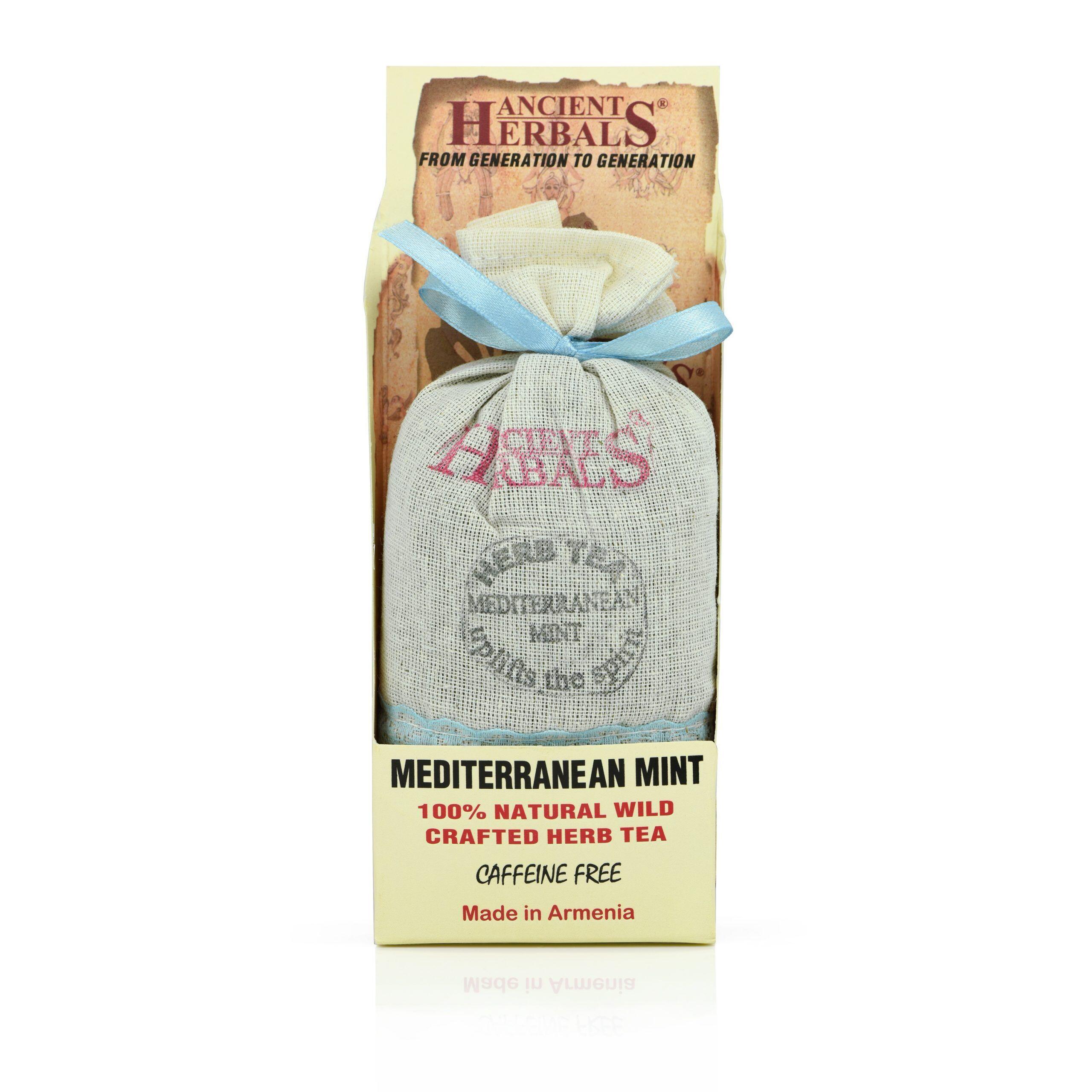 Ancient Herbals Mediterranean Mint – 100% Natural Wild Crafted Loose Leaf Herbal Tea in a Cotton Bag, 50 g