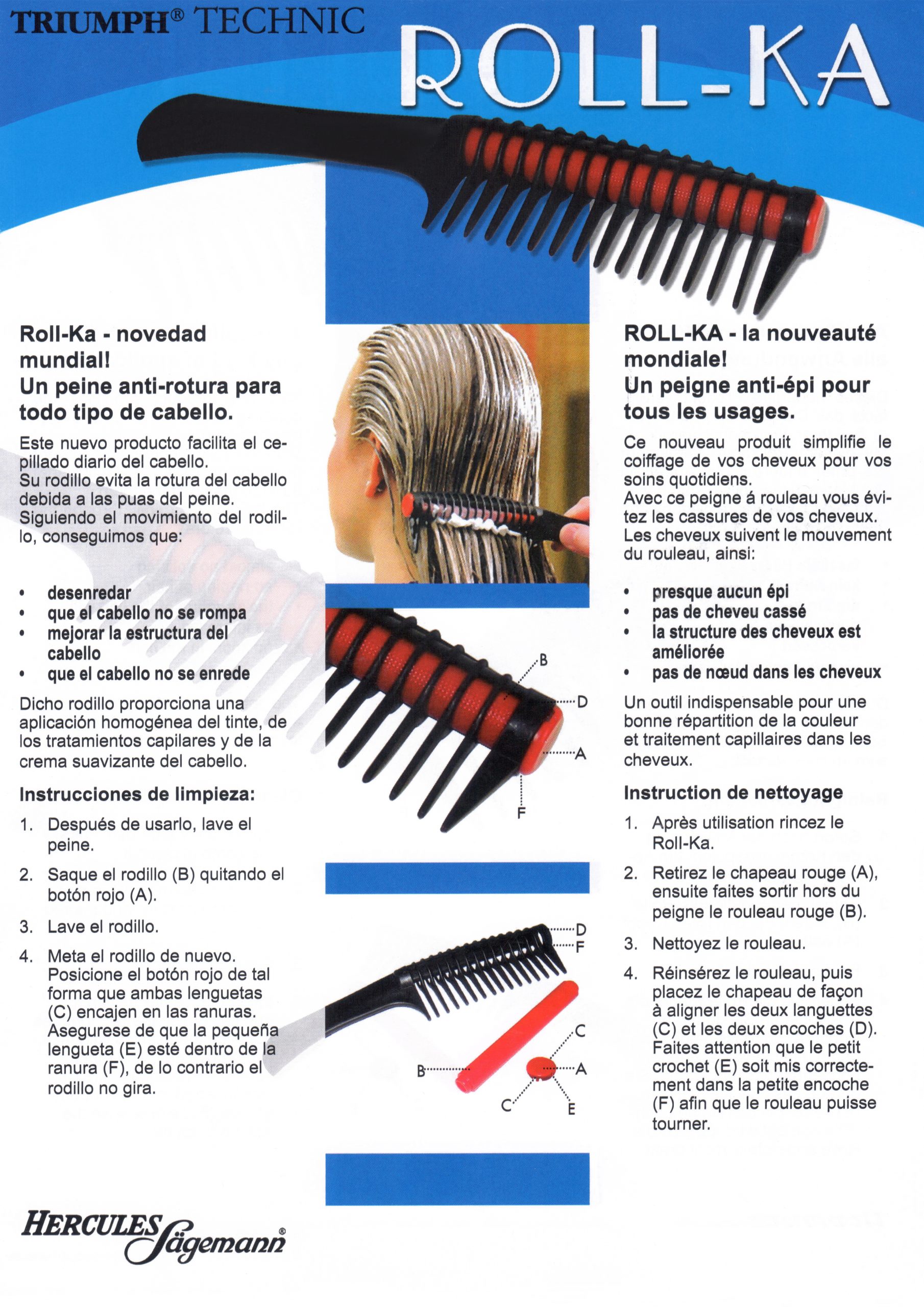 Hercules Sägemann - Triumph Technic Roll-Ka 79400 Färbekamm 9 ", противоскольжение