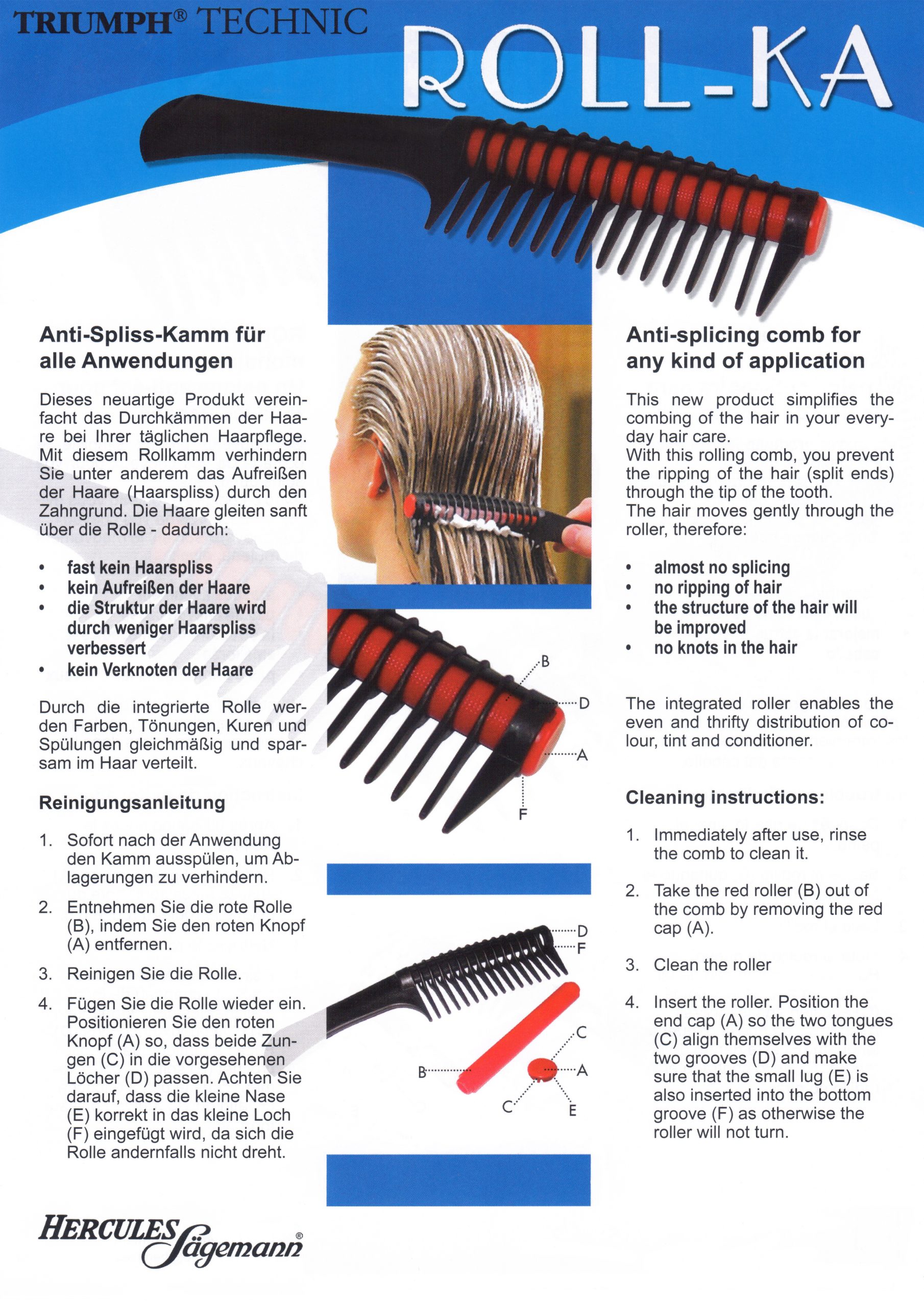 Hercules Sägemann - Triumph Technic Roll-Ka 79400 Färbekamm 9 ", противоскольжение